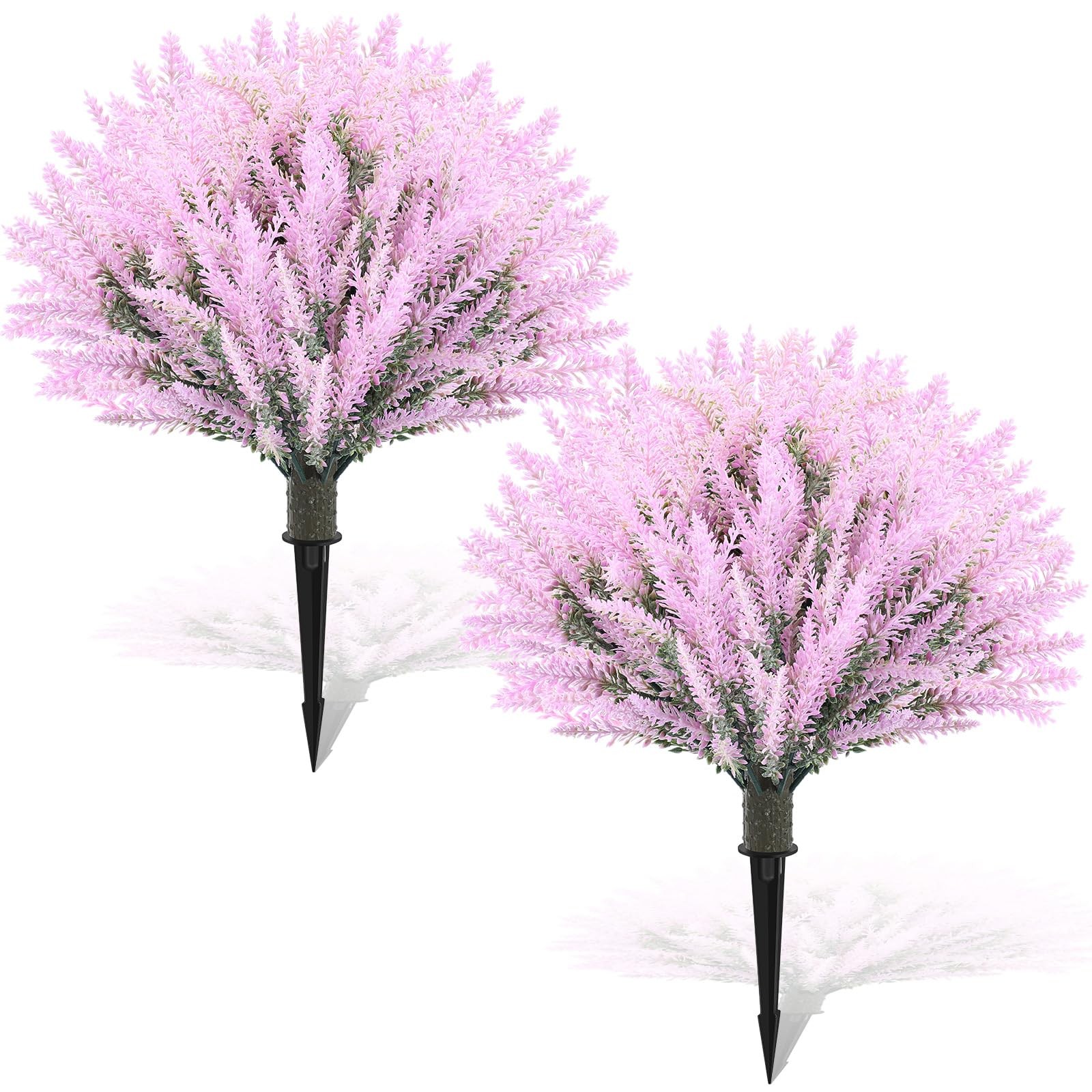 2 Pack Artificial Lavender Topiary Ball Trees with Spike UV Resistant Faux Sh…