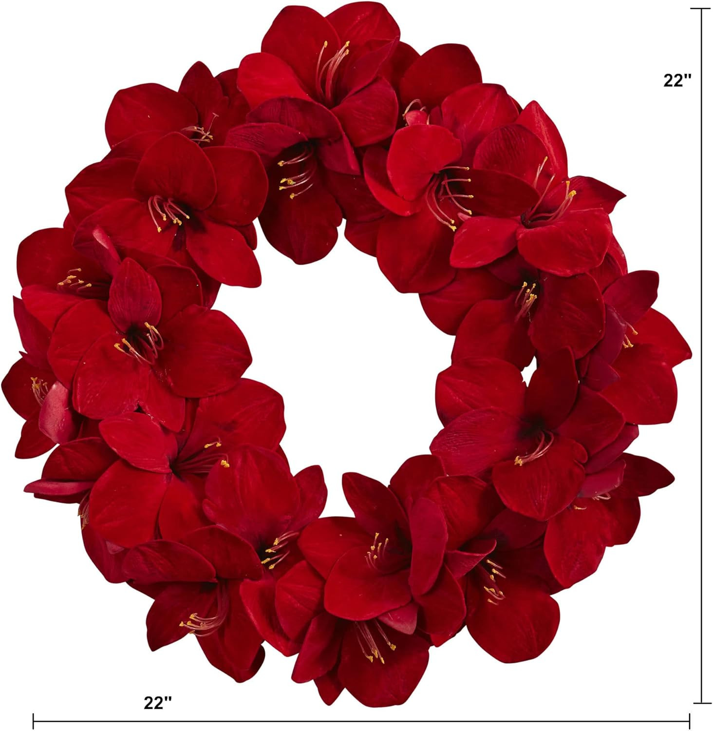 Stunning 22″ Artificial Amaryllis Wreath for Year-Round Elegance