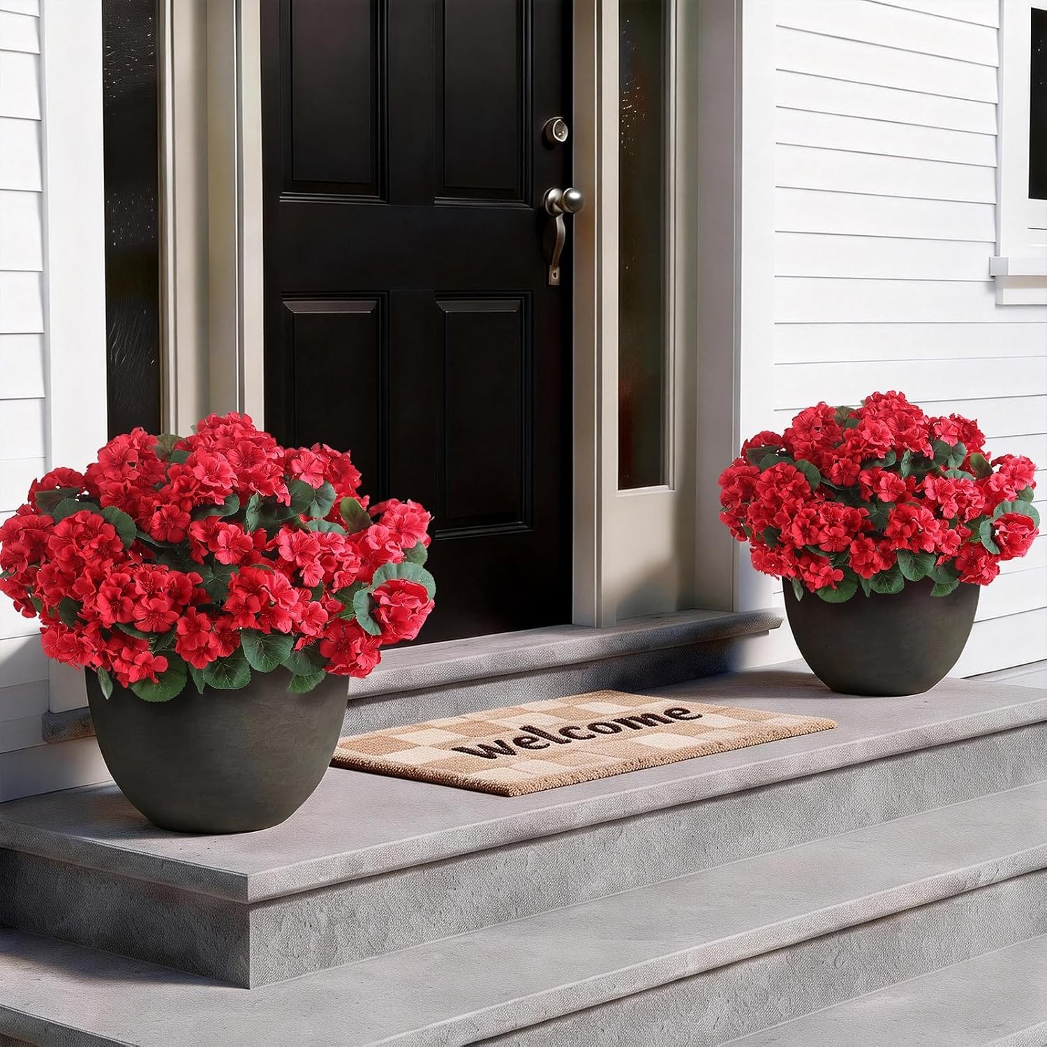 24 Bundles of UV-Resistant Artificial Geranium Flowers for Elegant Decor