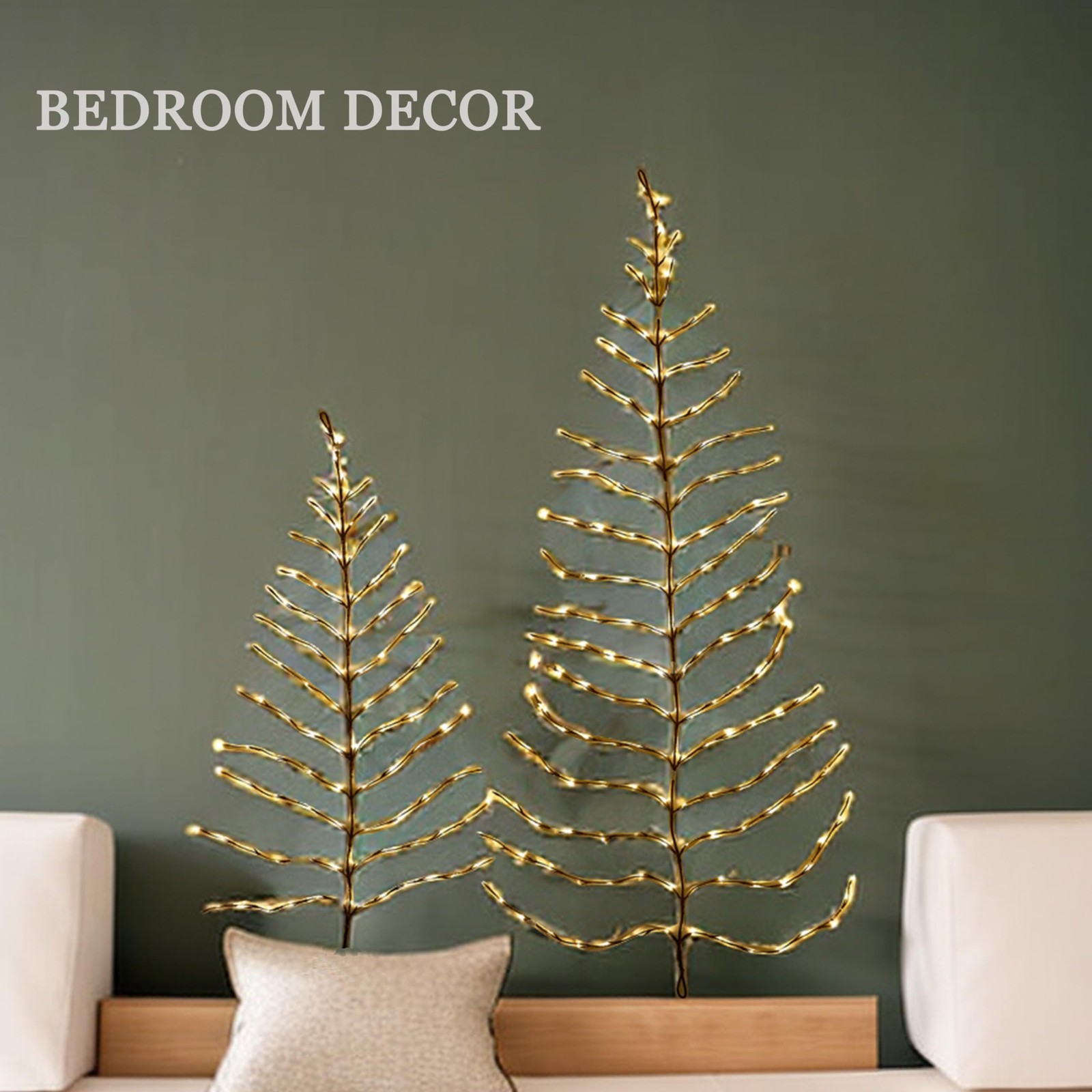 LED Wall Tree 6FT 180L Warm White Fairy Lights, Lighted Trees for Indoor Outd…
