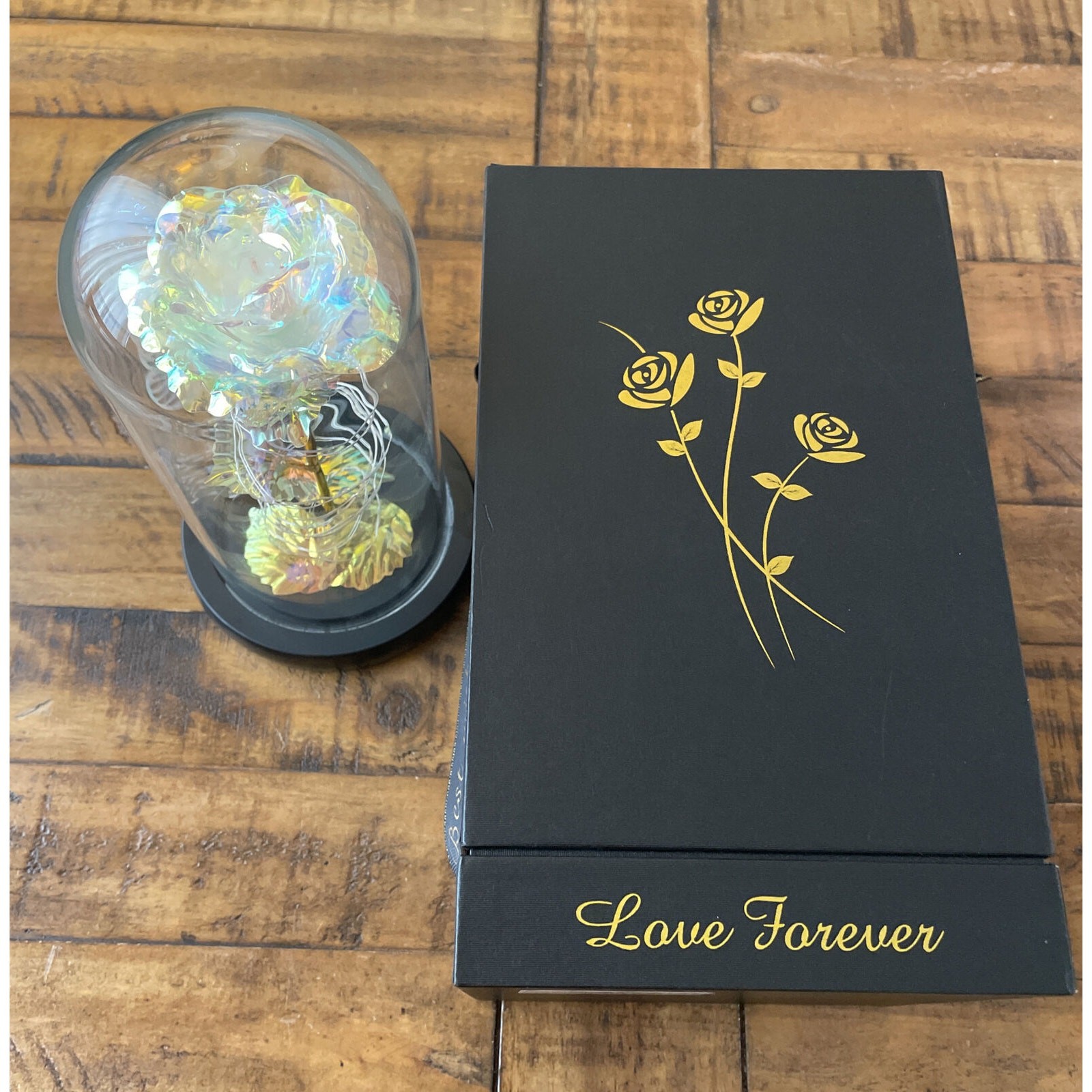 Best Wishes “Love Forever” Rose Flower In Glass LED Light Mother’s Day, Gift ❤️