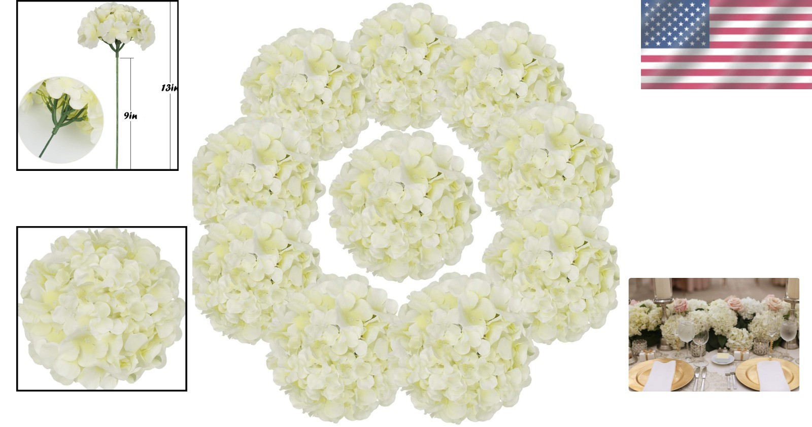 Customizable Ivory Silk Hydrangea Flower Heads – Perfect for Weddings & Parties