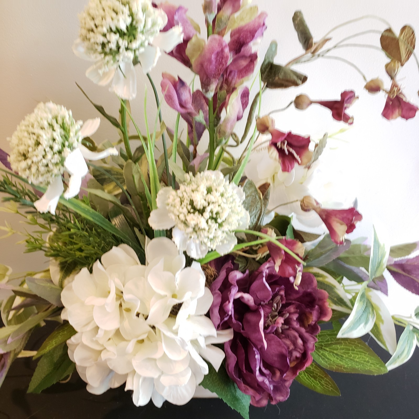 Purple Peony & Snapdragon Arrangement, Spring Floral, Cottage Farmhouse