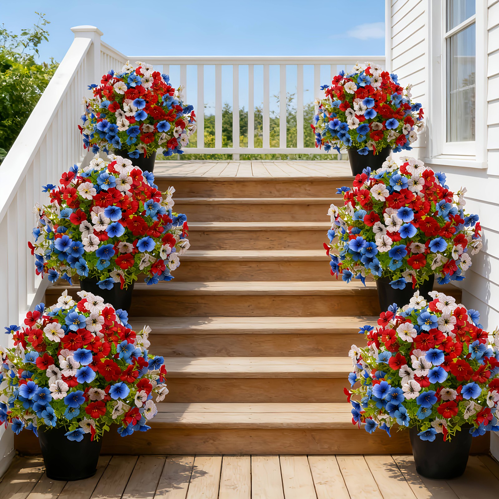2pcs Independence Day Patriotic Artificial Flowers Outdoor Cemetery Yard Decor