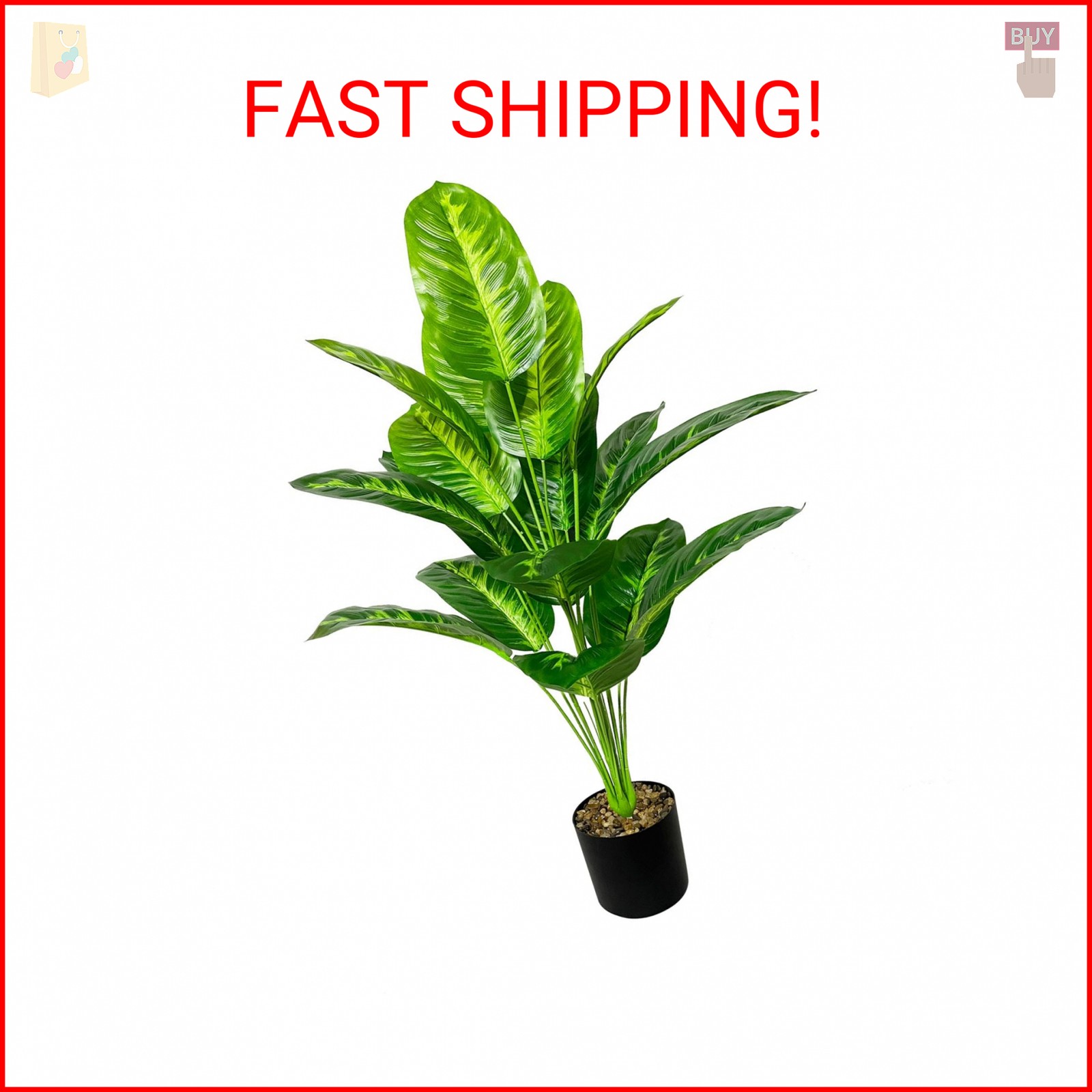 Rozwkeo Artificial Plants in Pots Large Fake Tree Floor Faux Tropical Plants Dec