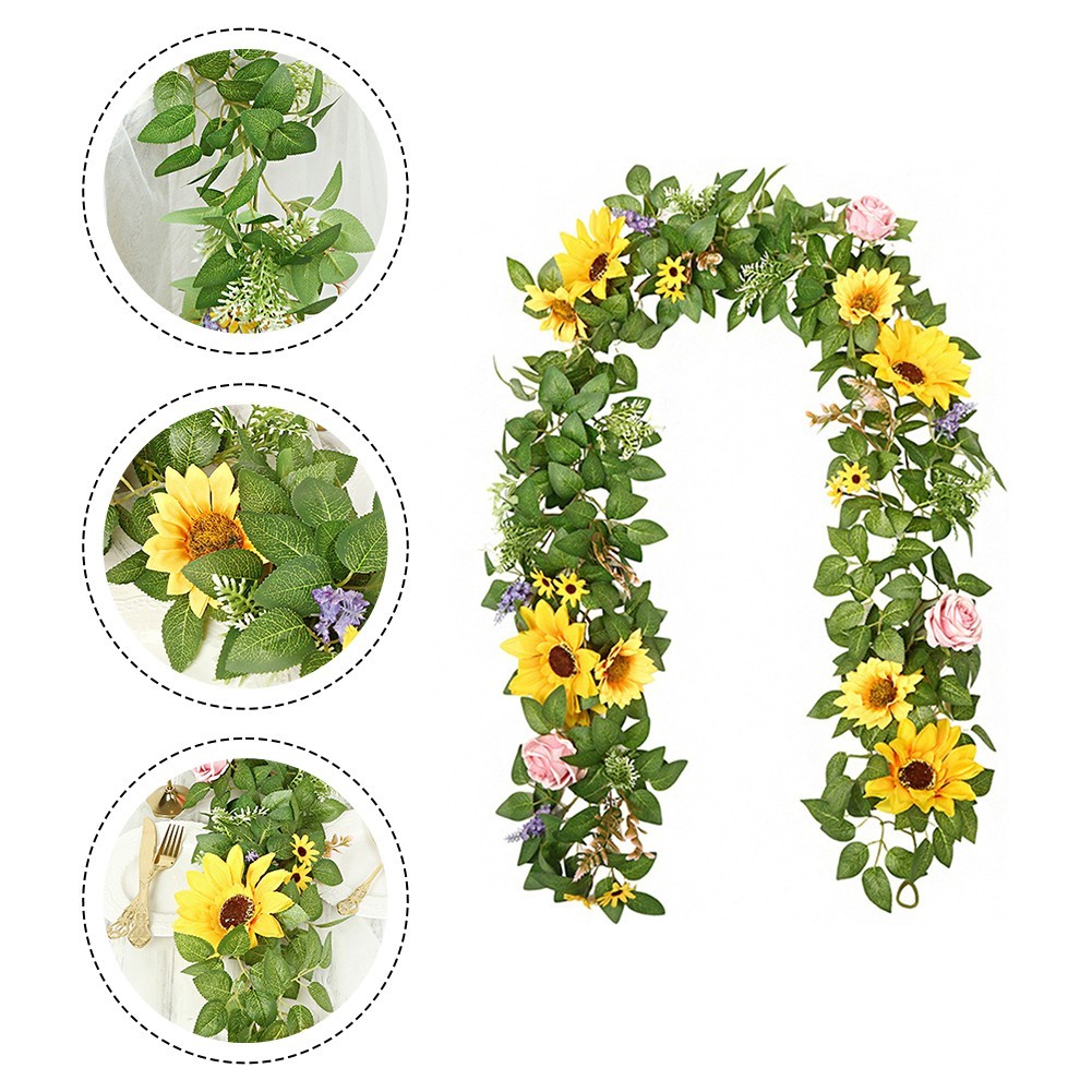 Artificial Rattan Vine with Sunflowers 2 Meter for Various Indoor Outdoor Decor