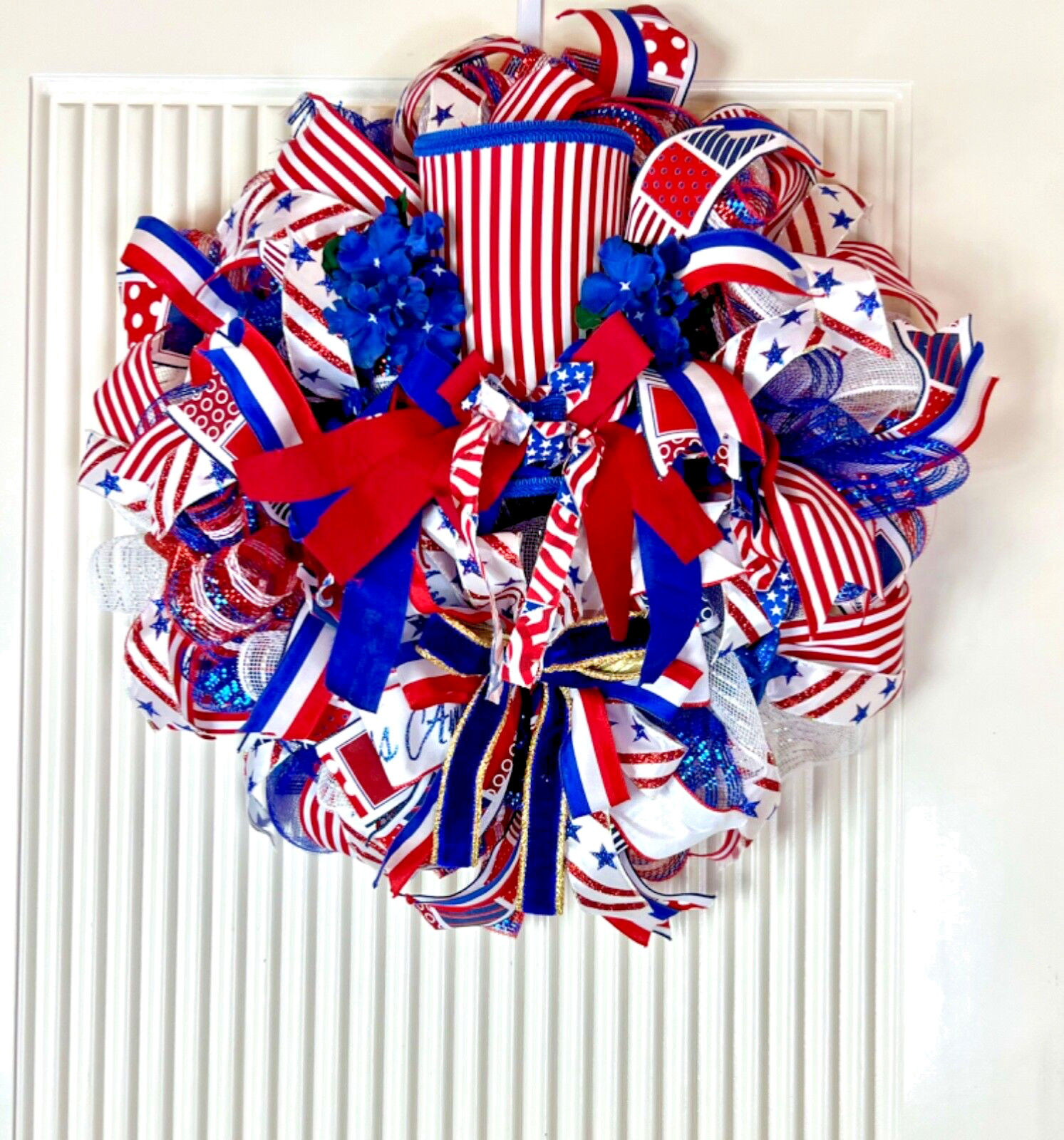 Patriotic Wreath Flag 4th of July Wreath Red White-Blue USA Wreath Uncle Sam