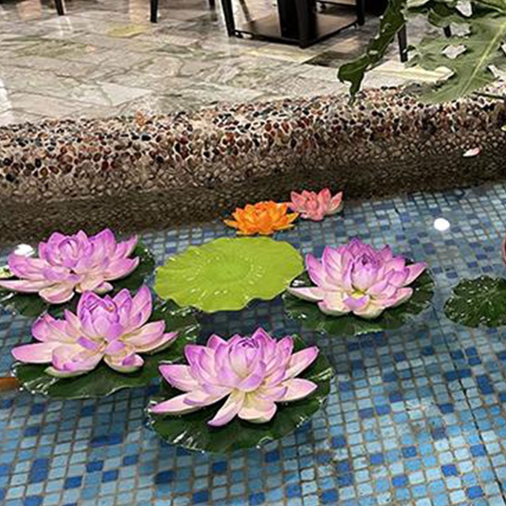 Realistic Floating Lotus Flowers for Fish Tank and Pond Decorations 10 Pcs