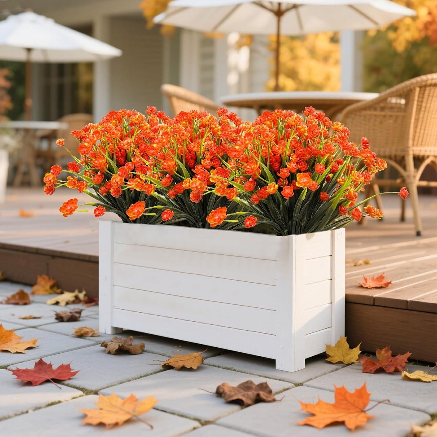 12 Bundles of Realistic UV Resistant Artificial Fall Flowers for Outdoor Decor