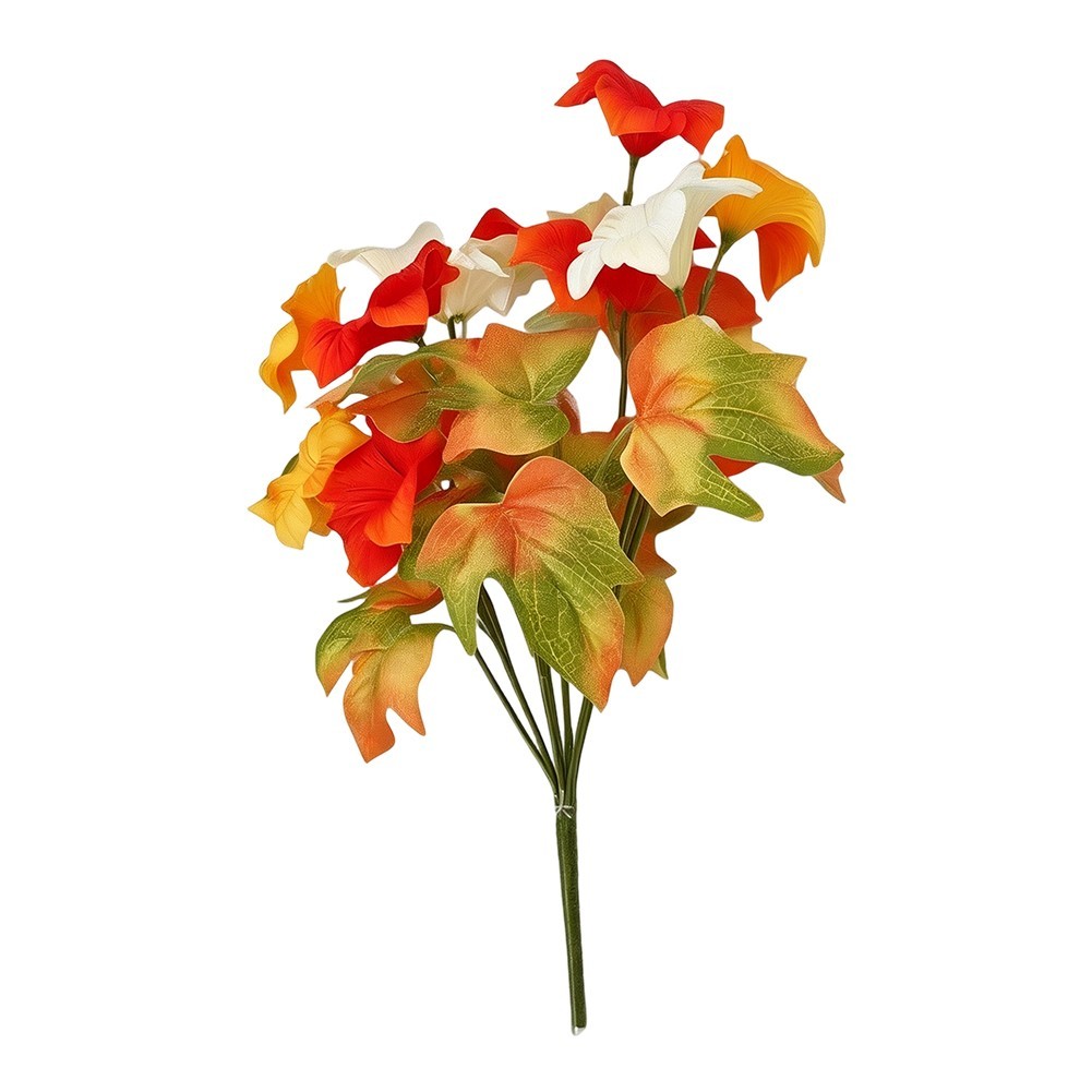 Artificial Petunias 17in Orange Yellow 6 Pack Sturdy Plastomer for Garden Decor