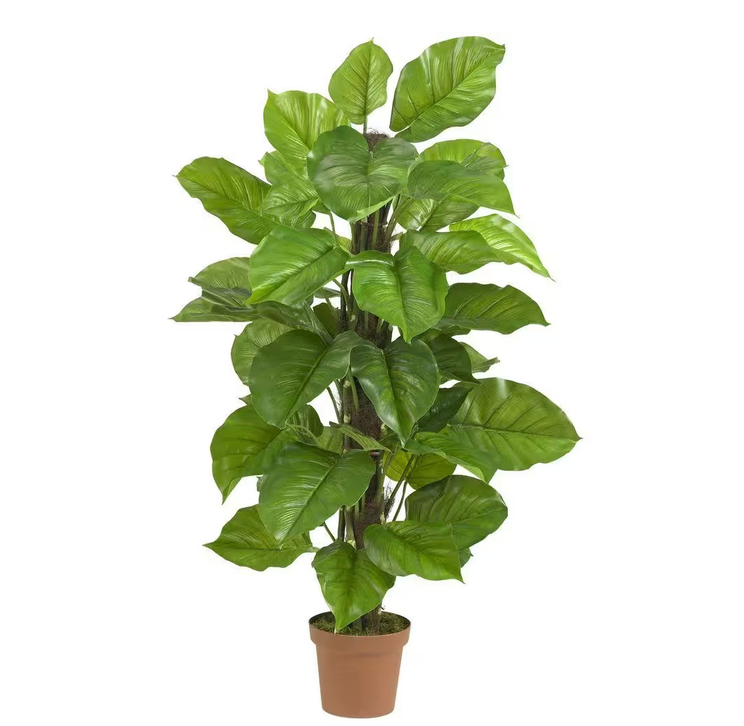 Nearly Natural Artificial Plant 52 in. Height Philodendron Silk Green Large Leaf