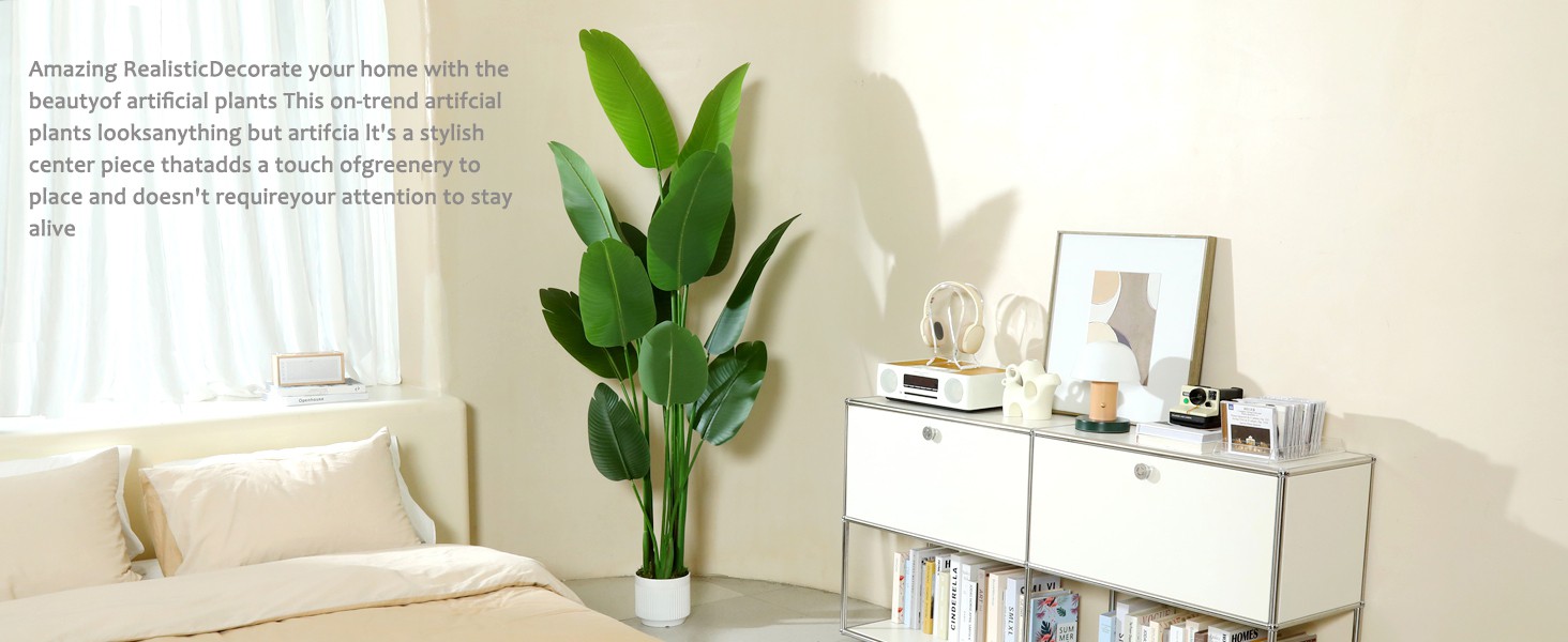 Bird of Paradise Plant Artificial 7ft,Faux Plants Indoor Tall with 13 Trunks –