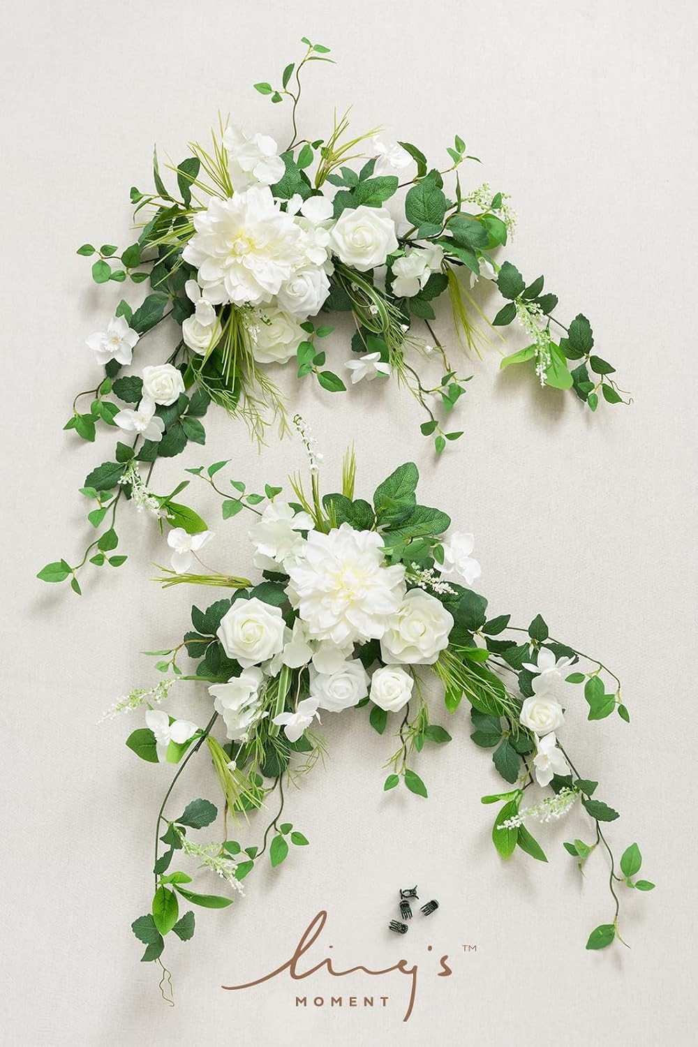 Ling’s Moment 2pcs Wedding Flowers Garland Artificial Floral Swag Arch