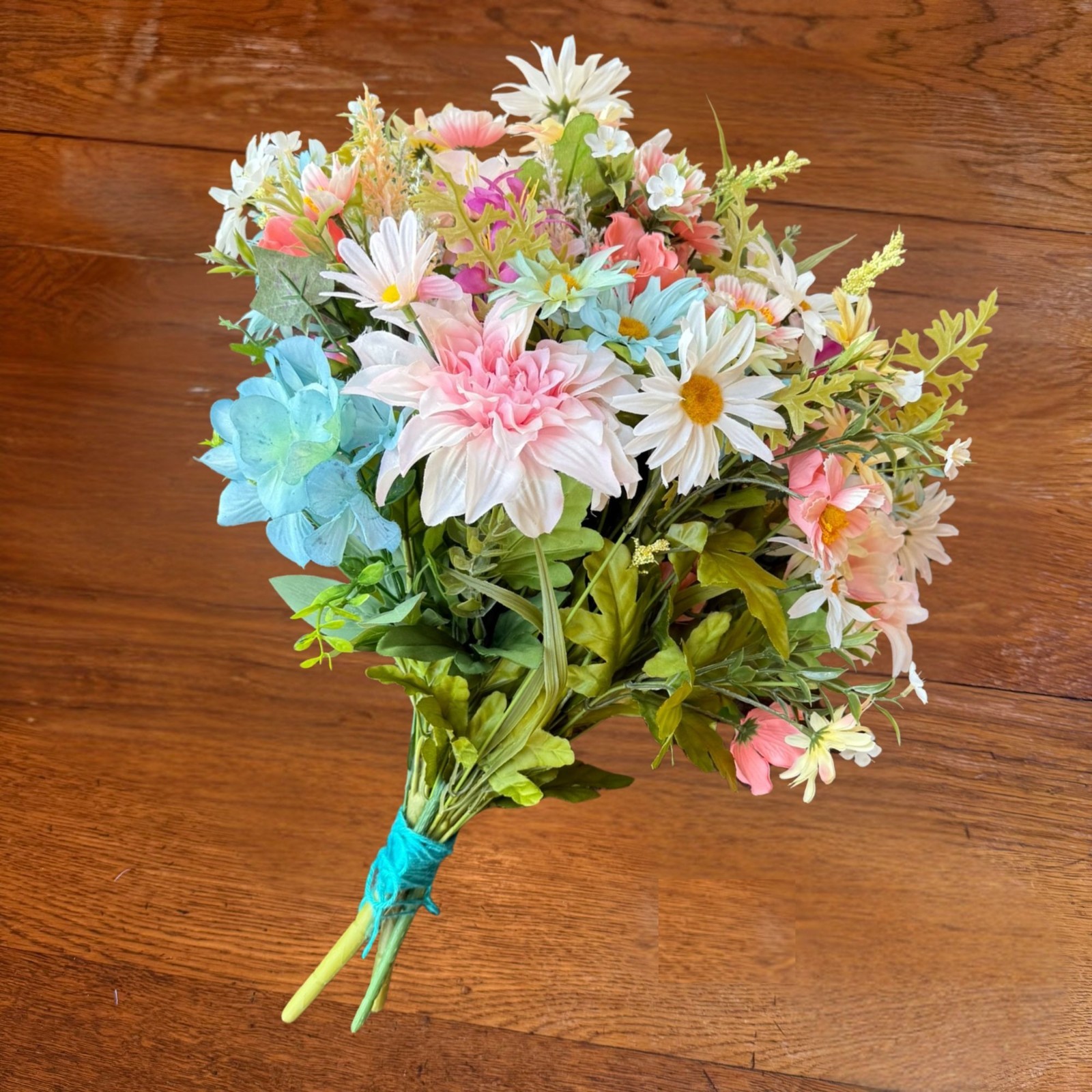 Artificial Mixed Floral Bouquet Multicolor Daisies Hydrangeas Upcycled and New