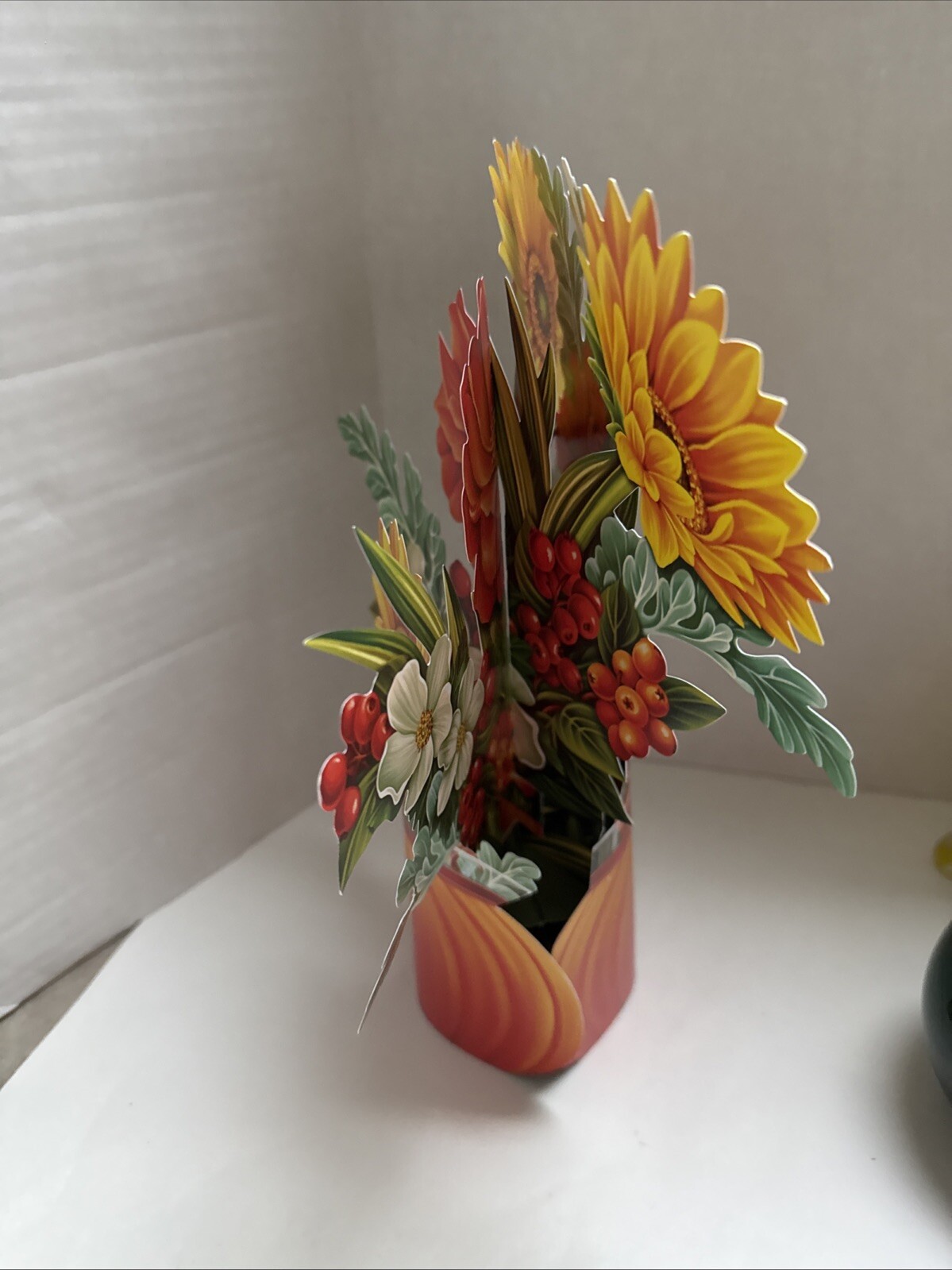 Fresh Cut Paper Flower Arrangement Thanksgiving Fall Autumn Cottage Decor