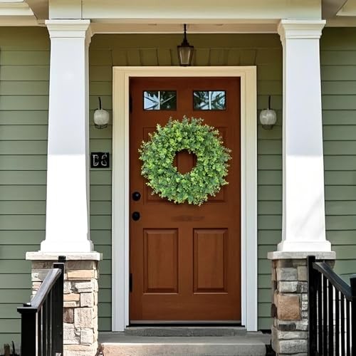 26″ Boxwood Wreath for Front Door, Porch, Window – Large Artificial Boxwood