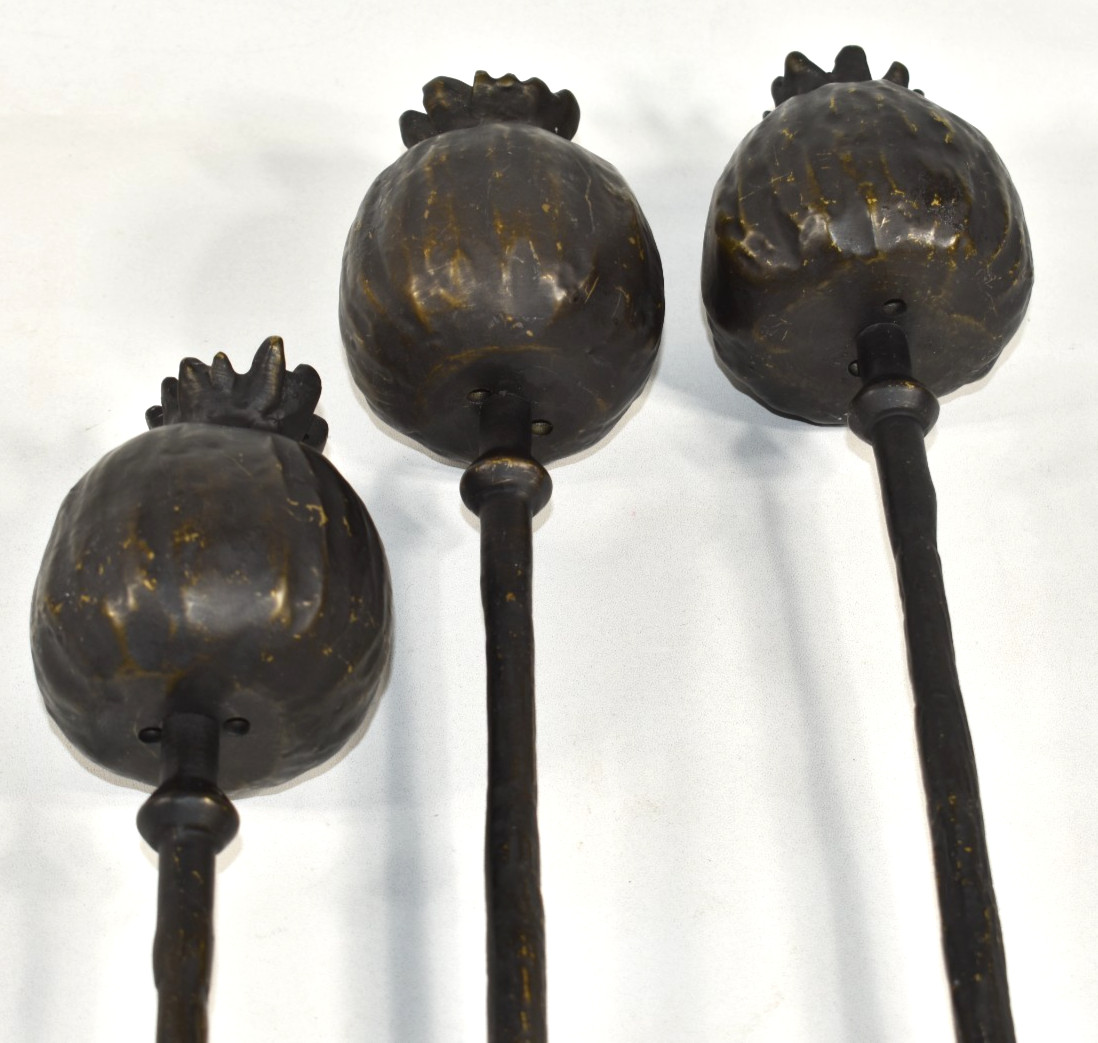 Pottery Barn SAMPLE 5 Pcs Cast Metal Flowers Poppies Pomegranate Stems NO VASE