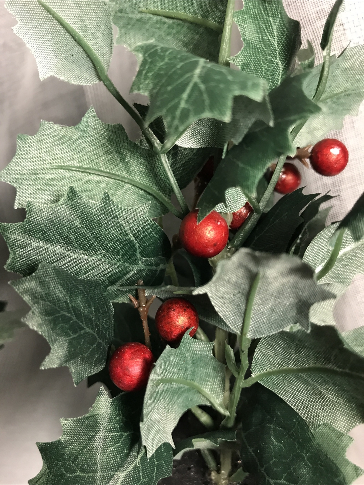 Christmas (2) Winter Mini Potted Faux Holly Berry Plant 8” NEW Desktop Cute