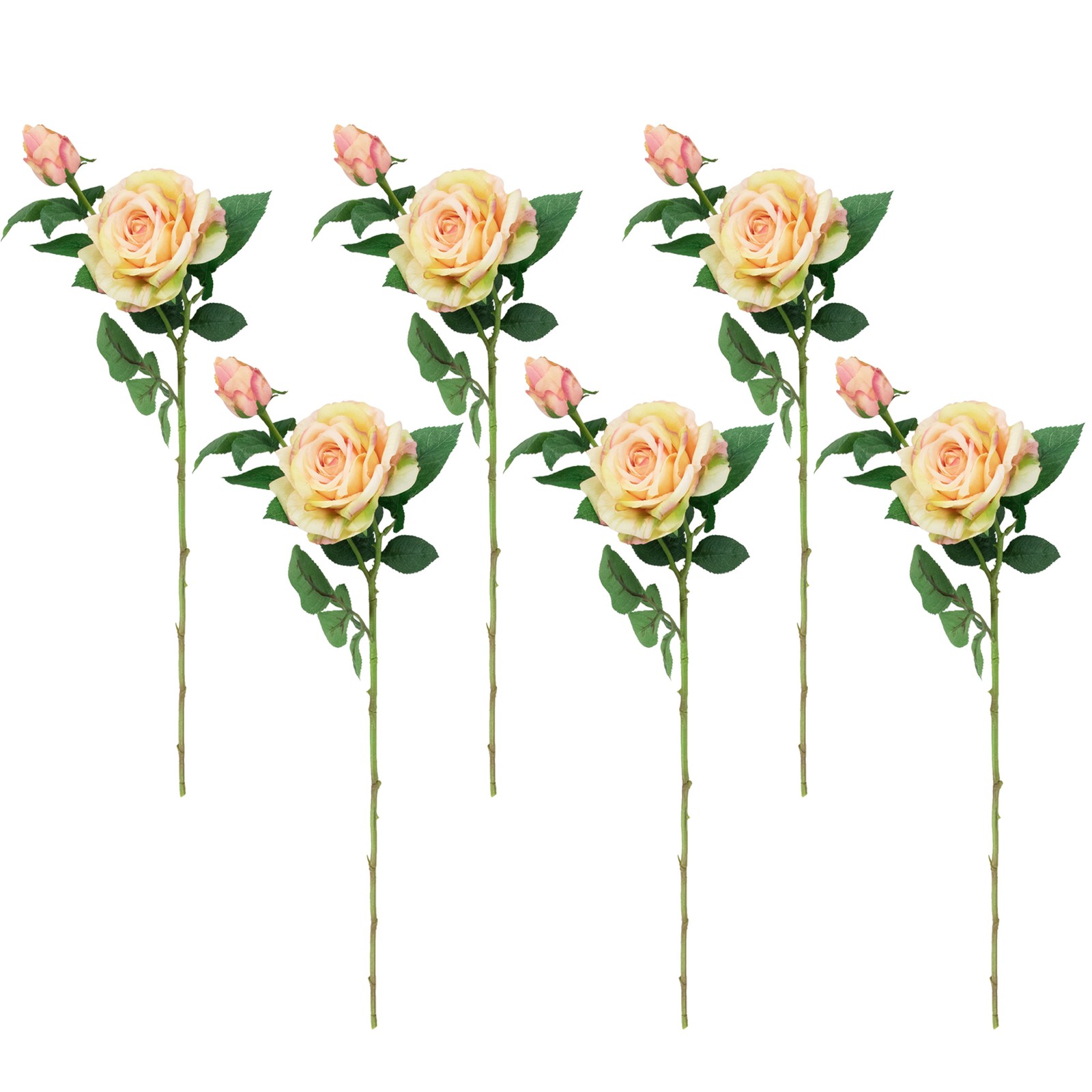 Northlight Real Touch™ Cream and Pink Artificial Rose Stems, Set of 6 – 26″