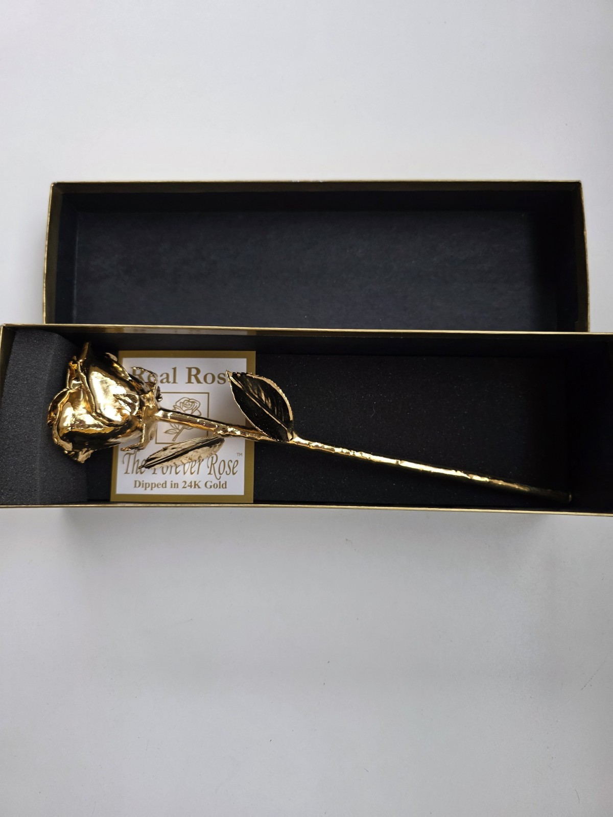 REAL 24K GOLD ROSE, Genuine One Of A Kind Rose Hand Dipped In 24K Gold In Box