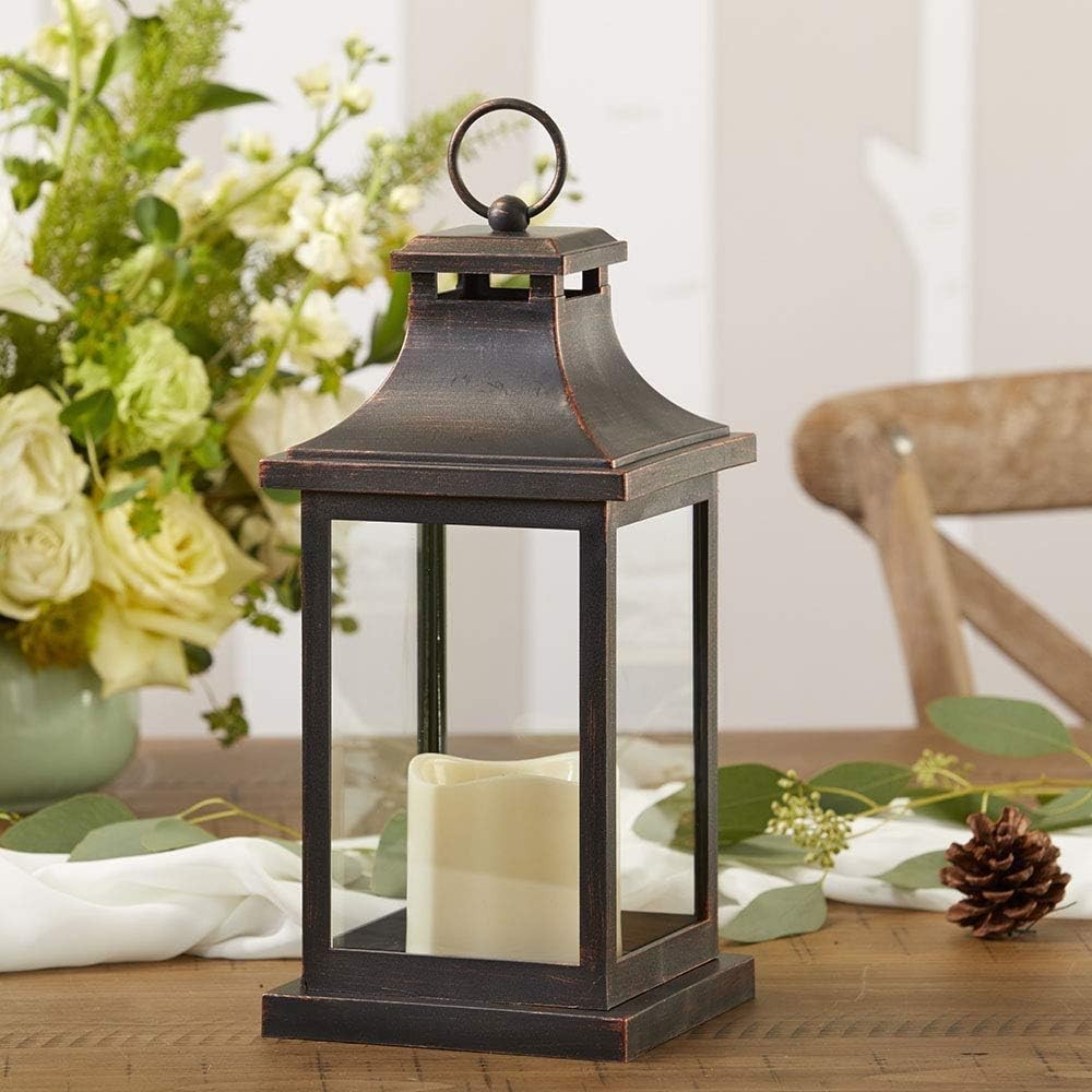 NEW Kate Aspen Lanterns LED Vintage Decorative Distressed Brown 12″ Tall