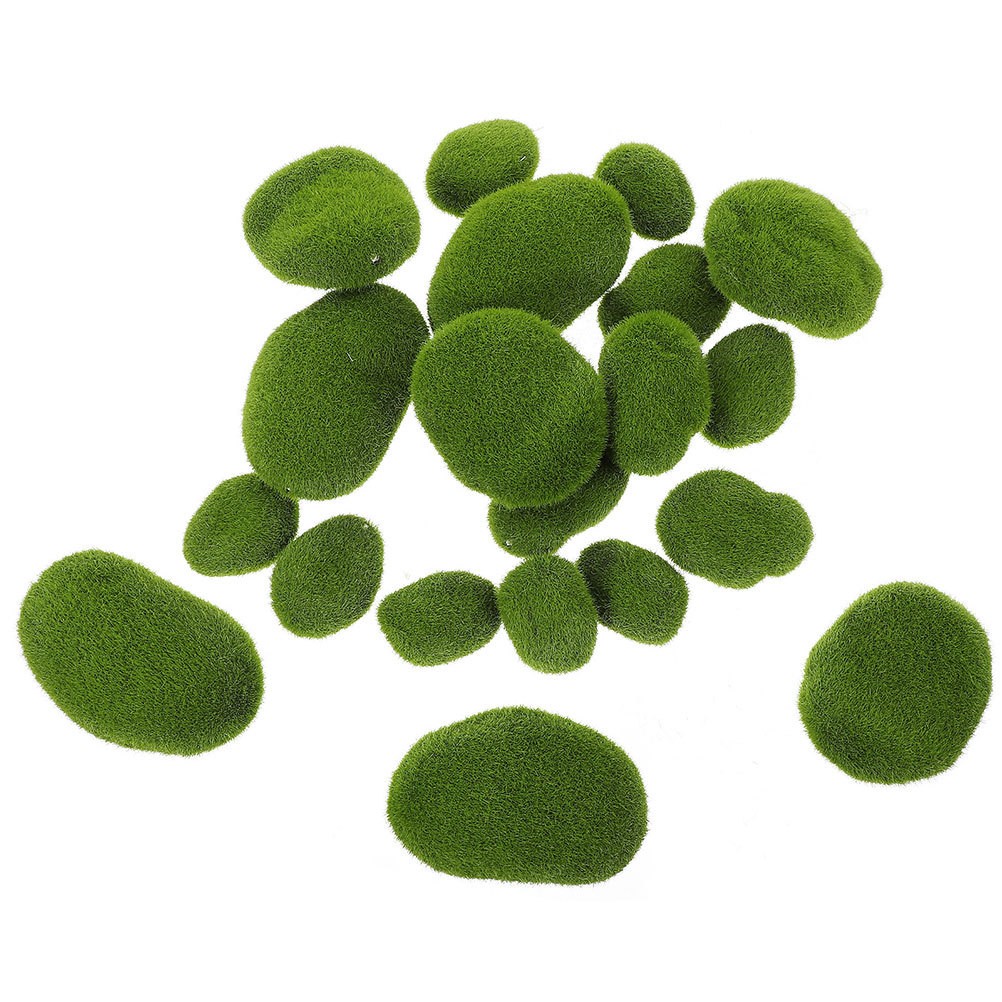 25 Pcs Lifelike Green Stones For Fairy Gardens Bonsai Decoration