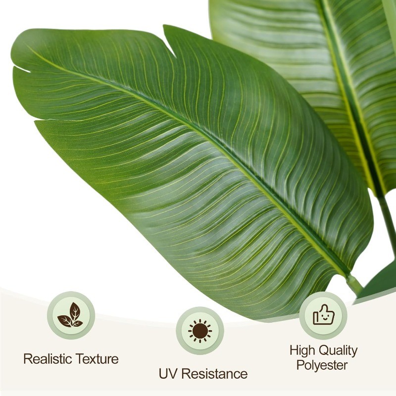 Bird of Paradise Artificial Plant 4ft Faux Banana Leaf Tree with 9 Trunks