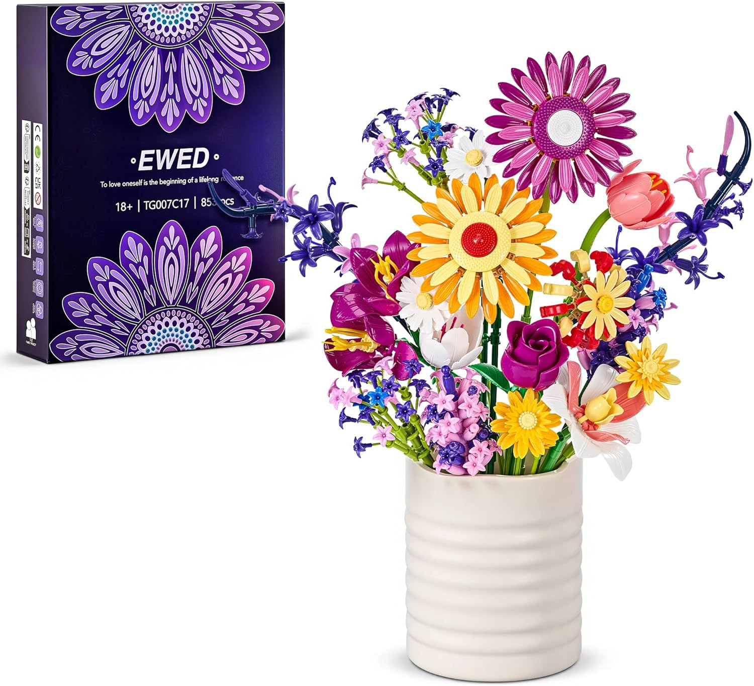 Sunflowers Bouquet Building Set for Mother’S Day, Artificial Flower Compatible w