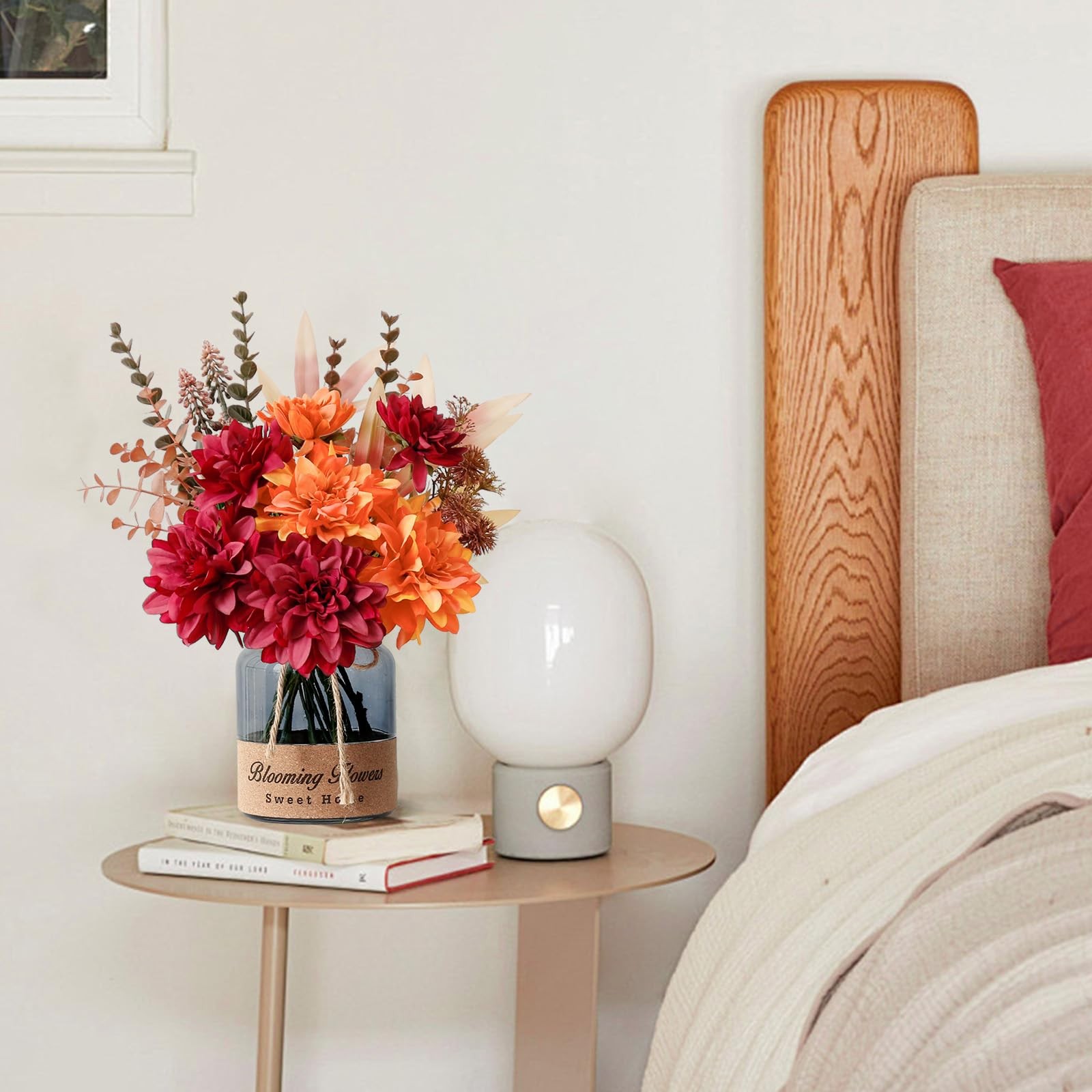 Fake Fall Flowers In Vase Faux Floral Arrangement Table Centerpieces Artificial