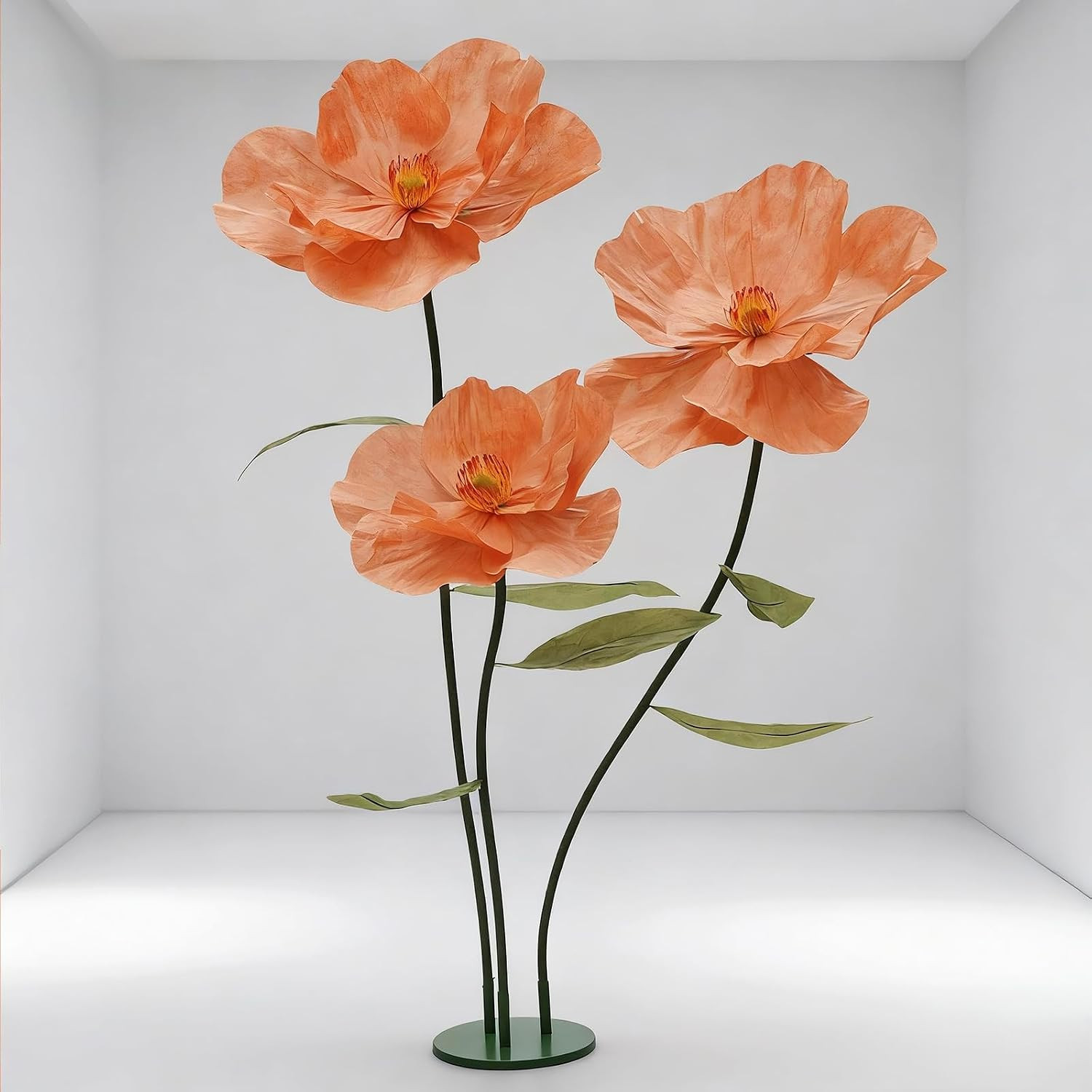 Giant Poppy Artificial Flowers with Stand,Large Gradient Paper Flowers,Waterproo