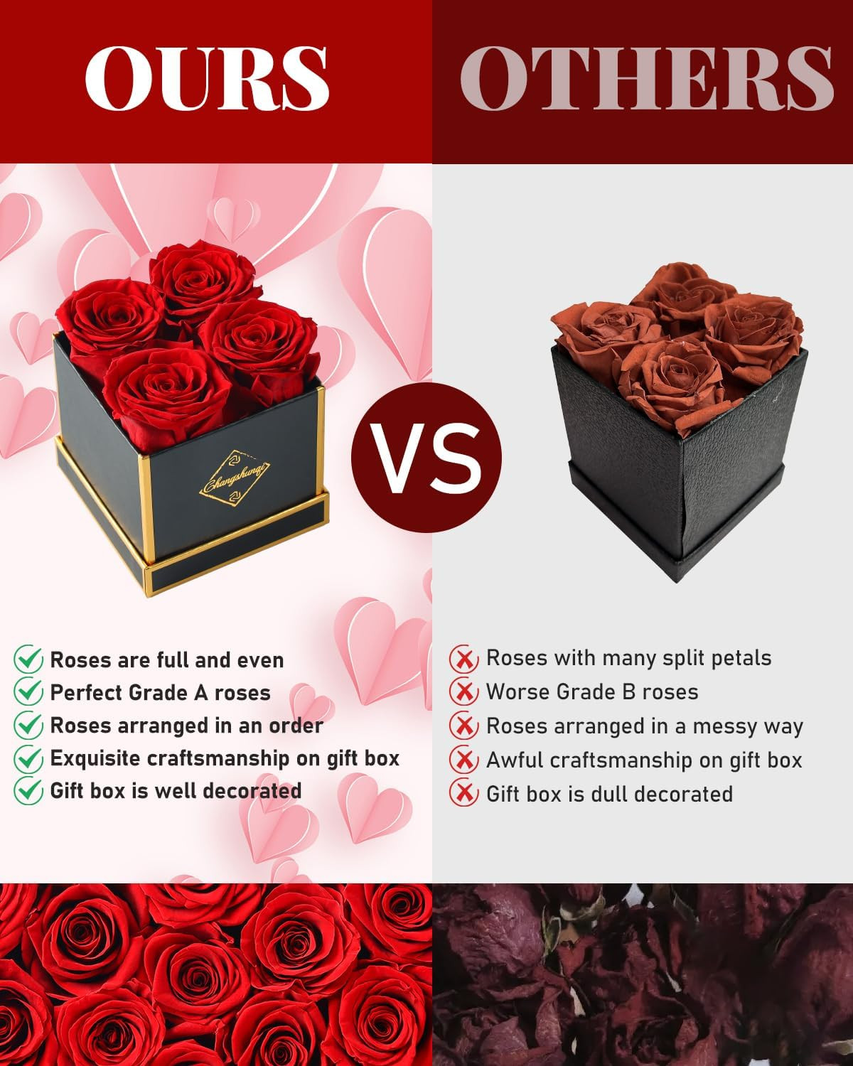 Forever Flowers, Preserved Roses in a Box, Eternal Rose Flowers for Delivery, Fo