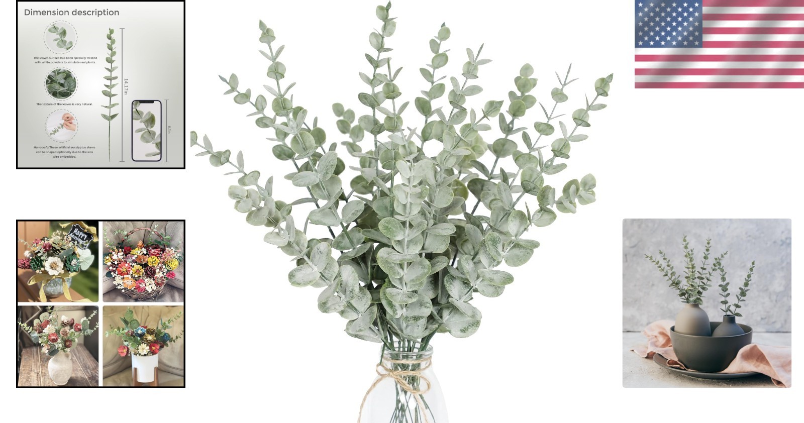 Artificial Eucalyptus Stems 18 Pcs for Home Office Wedding Decor Natural Look