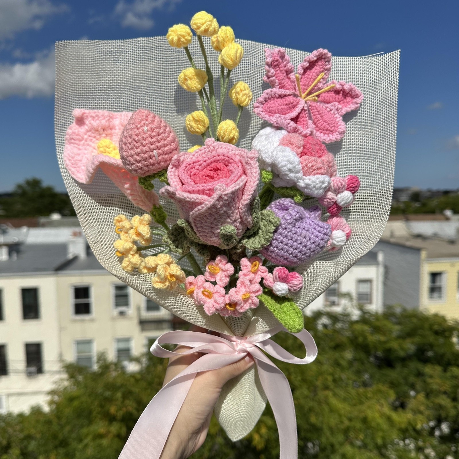 Crochet Rose Bouquet Handmade Forever Flowers Anniversary Gift for Her
