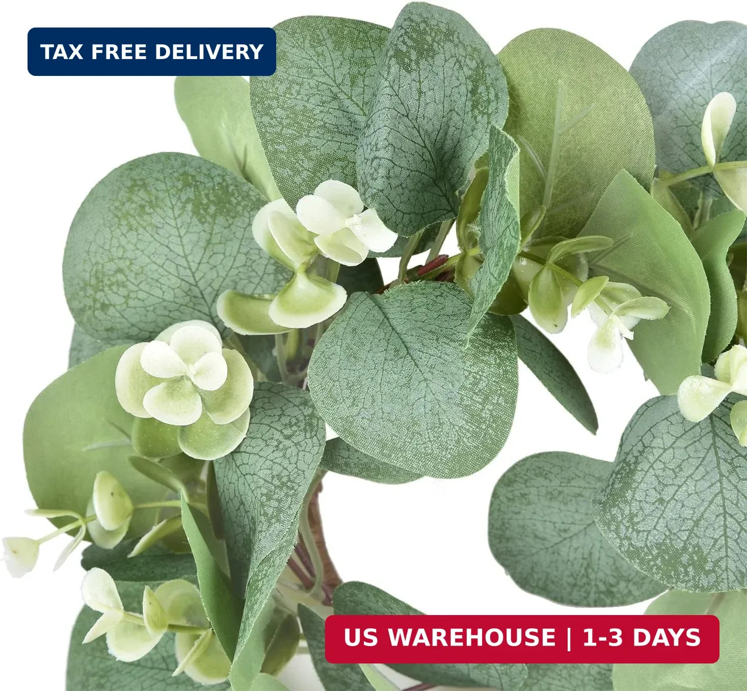 LSKYTOP 4Pcs Eucalyptus Wreath Faux Kitchen Cabinet Wreaths Artificial Greenery
