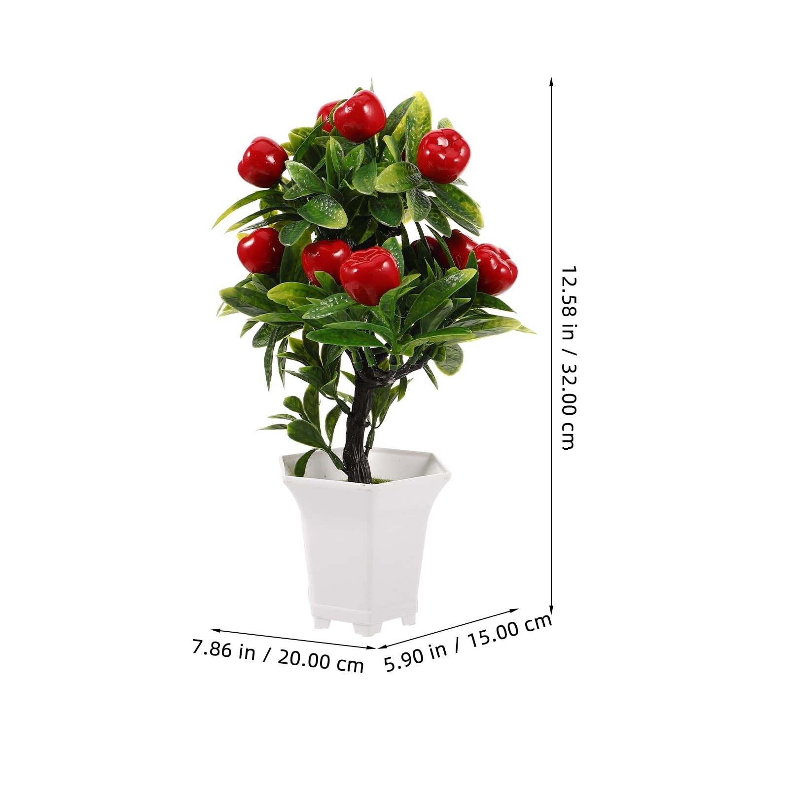 Simulated Apple Ornaments Faux Apples Artificial Fruit Tree Decor with Pot fo…