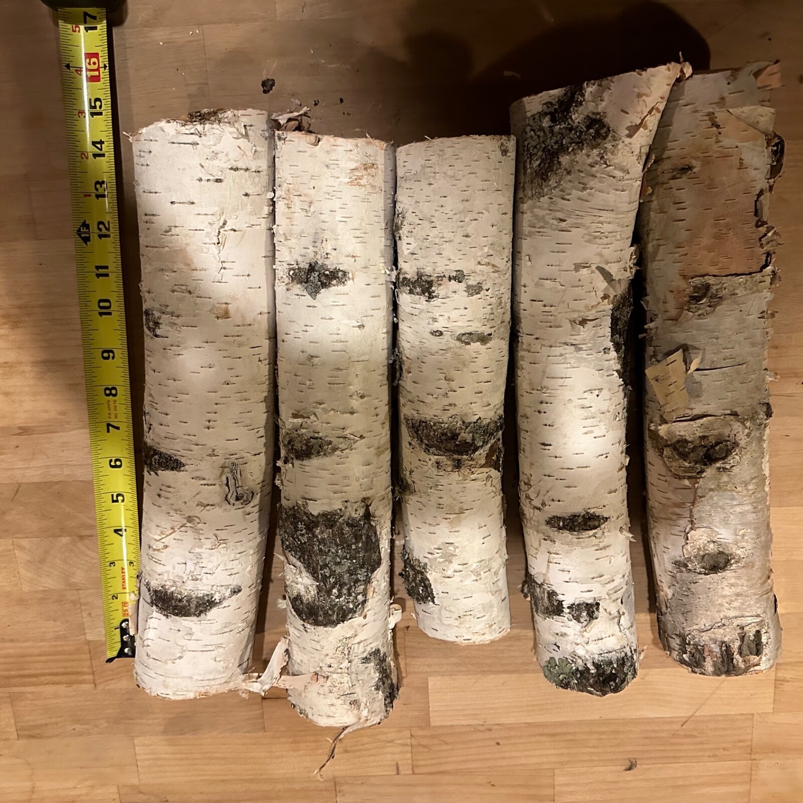 White Birch 5 Pc 13-15”Long Decorative Log Set Real Wood dried