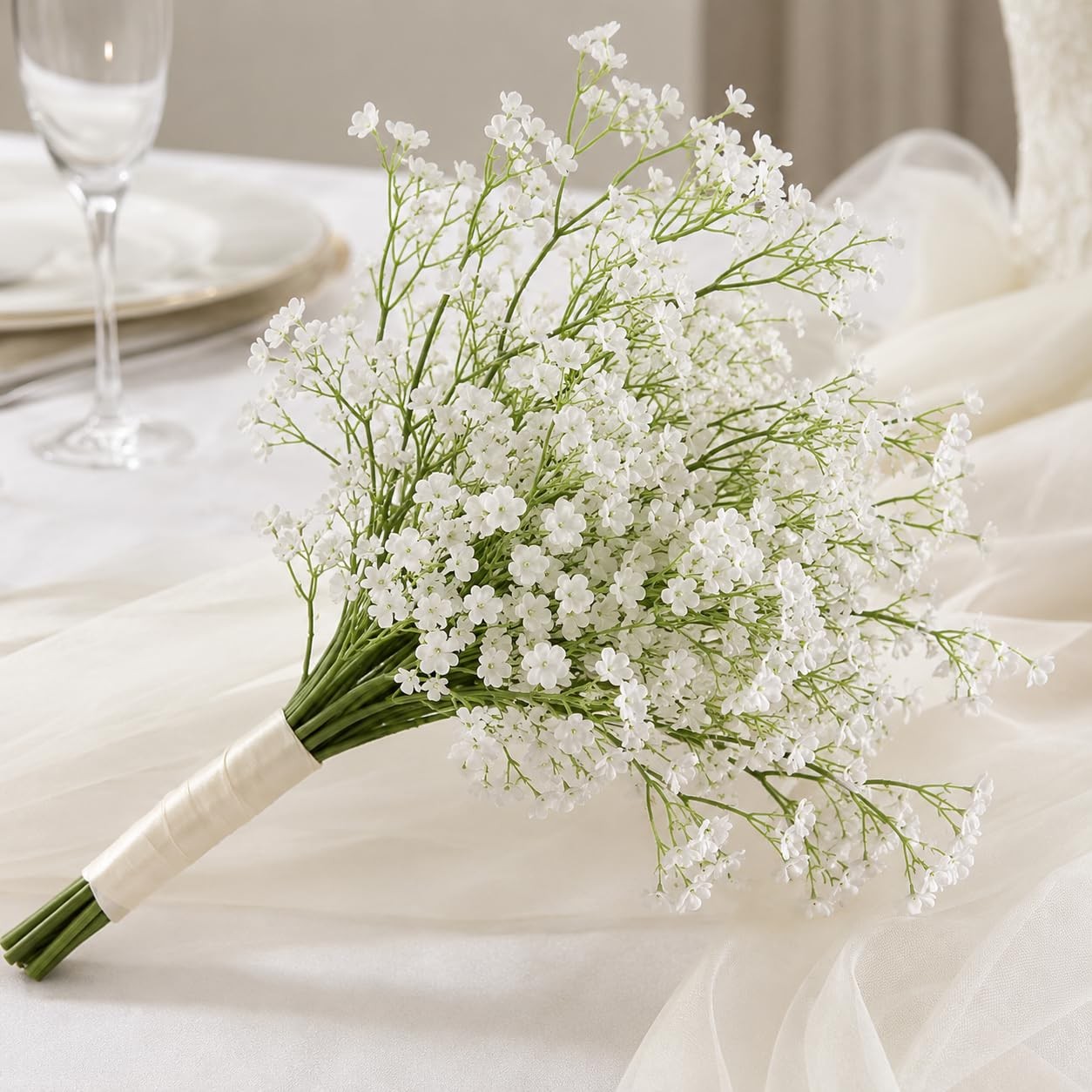 Artificial Baby’s Breath (12 Pack) – 26″ Real Touch Silk Stems for Wedding Bo…