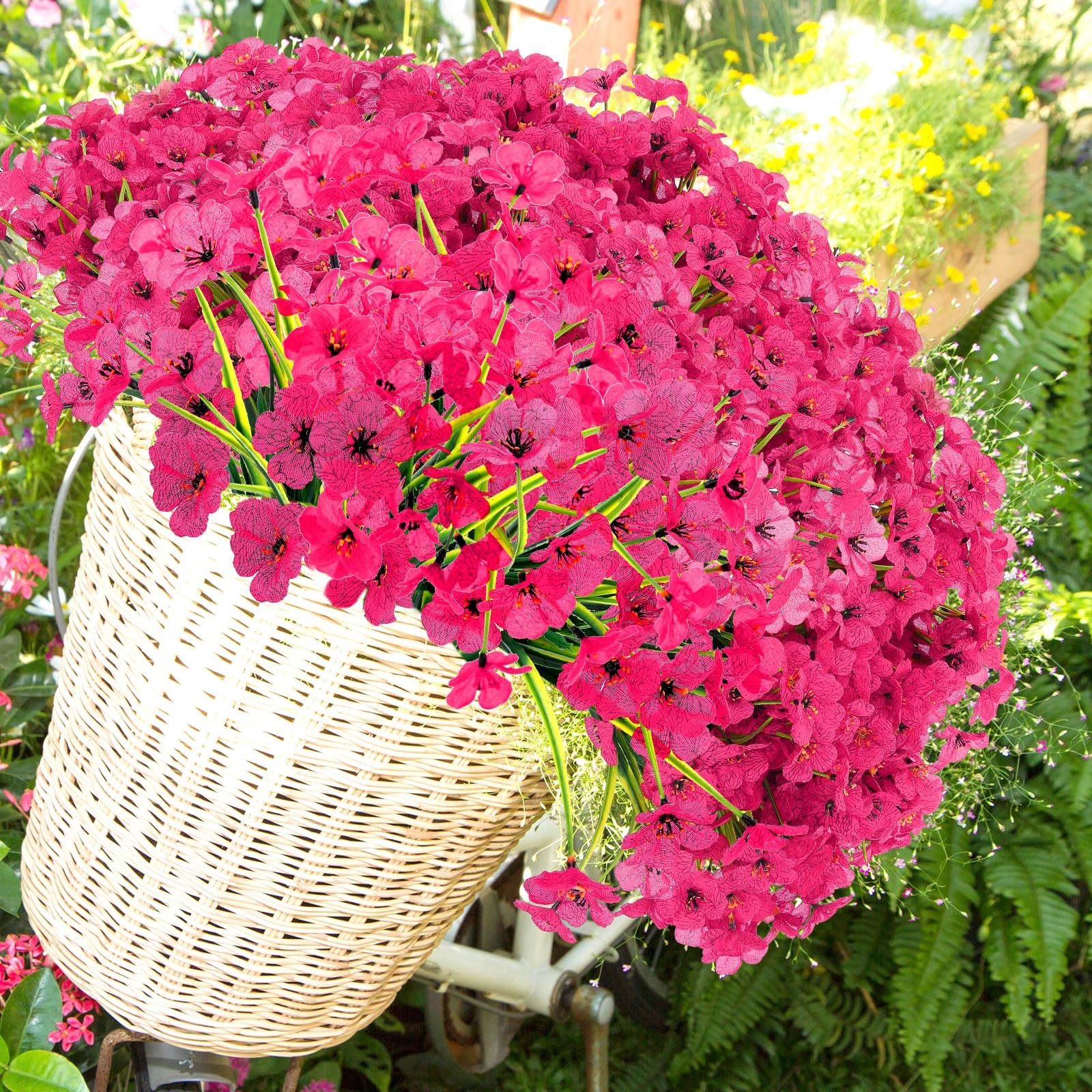 24 Pcs Artificial Flowers for Outdoor Decoration, UV Resistant Silk Faux Flow…