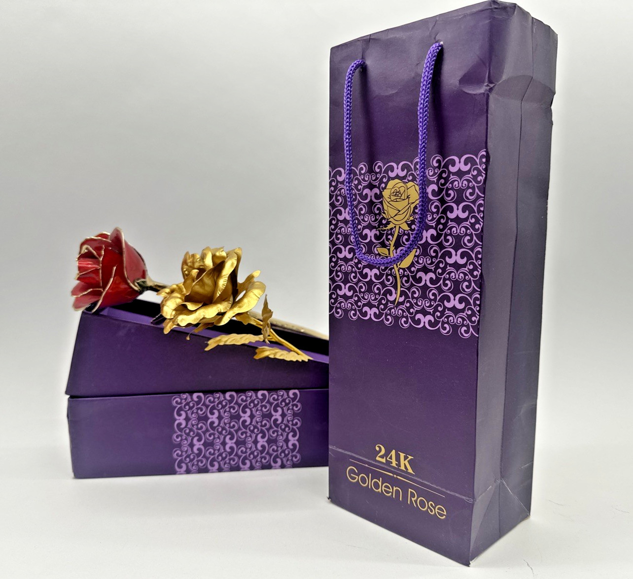 24k Gold Accent Roses Steven Singer Red & Gold & Golden Blooming Rose