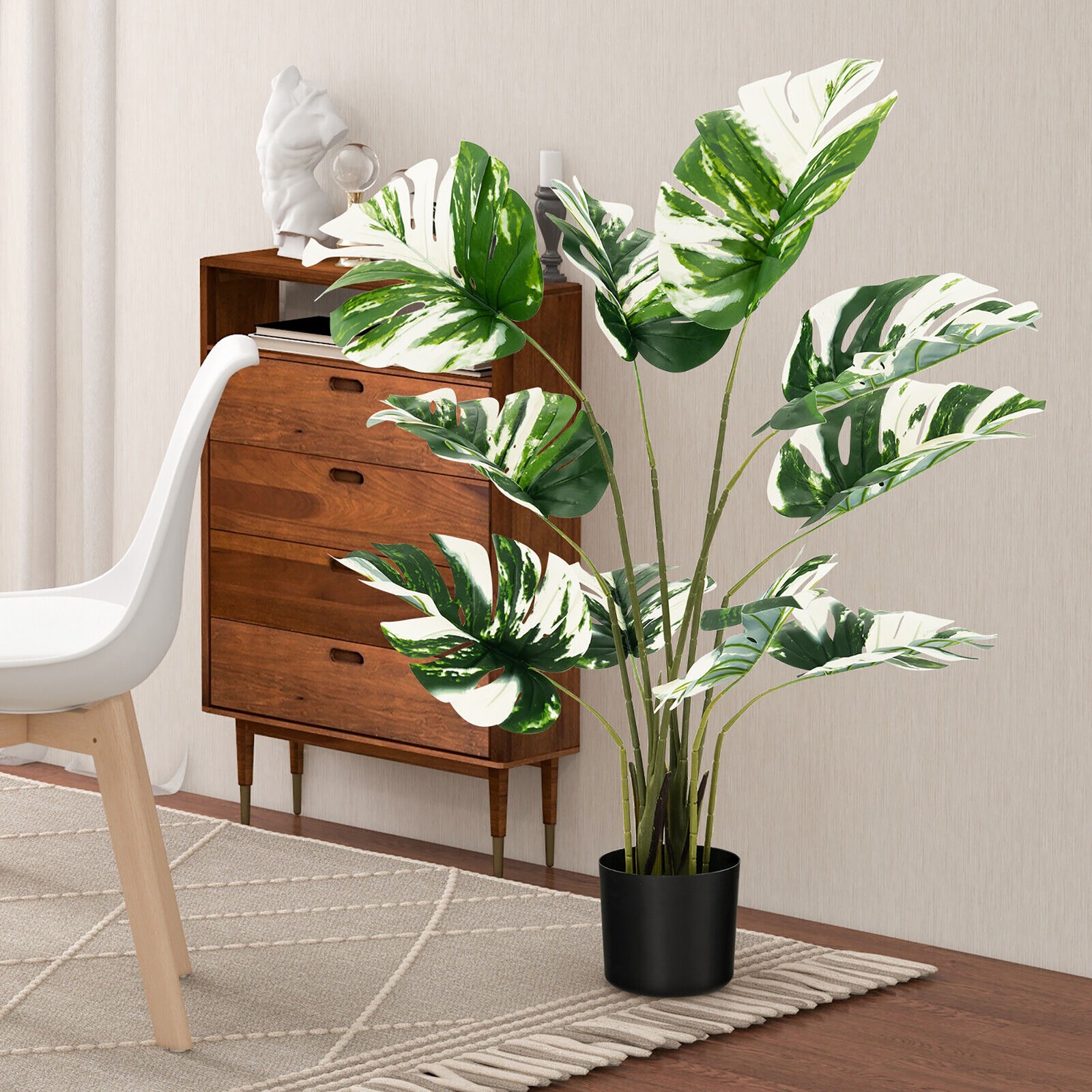 4FT Artificial Monstera Deliciosa Tree 2-Pack Fake Plant Faux Tree for Decor
