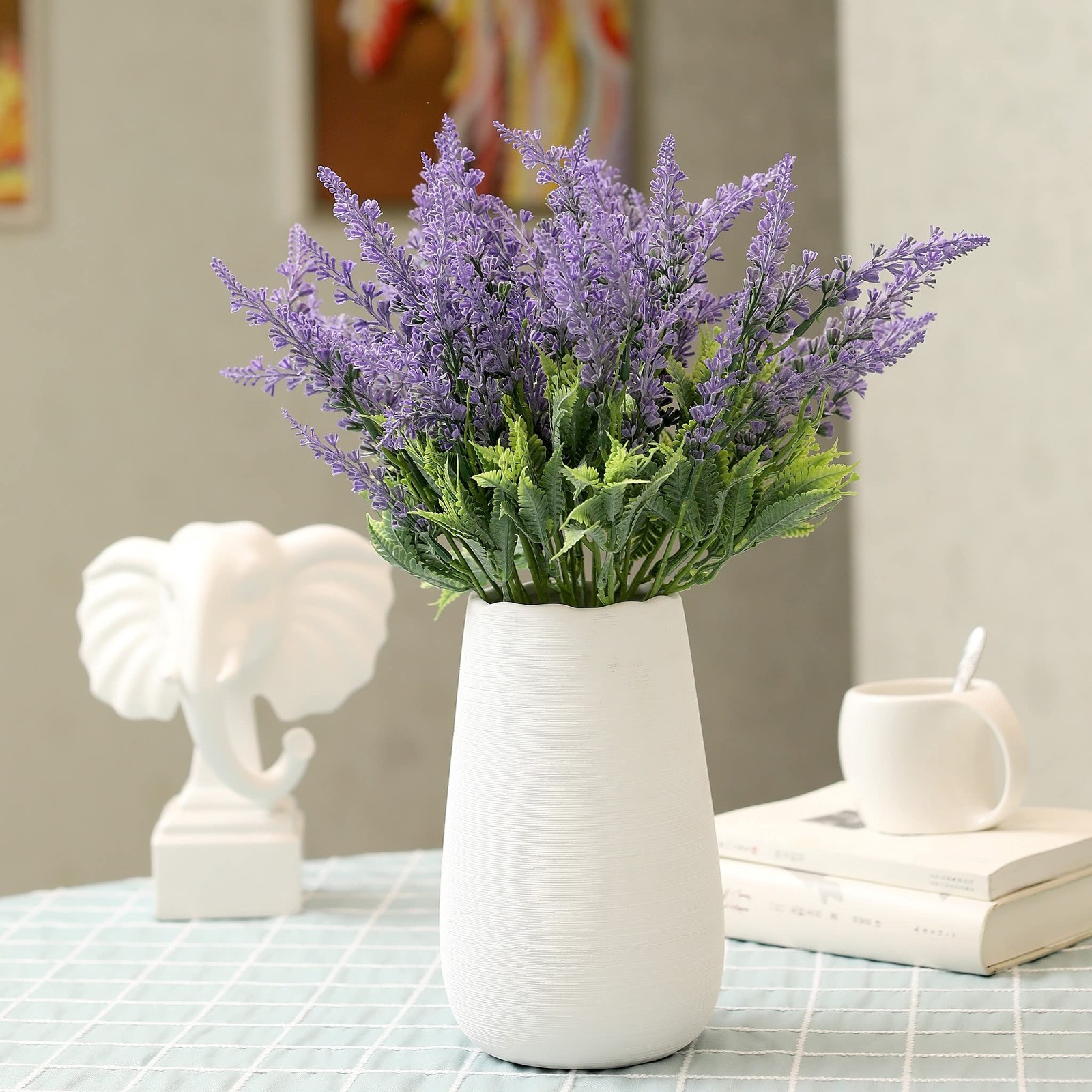 Lavender Artificial Flowers Bulk Stems Faux Greenery Plants Real-Touch Purple…