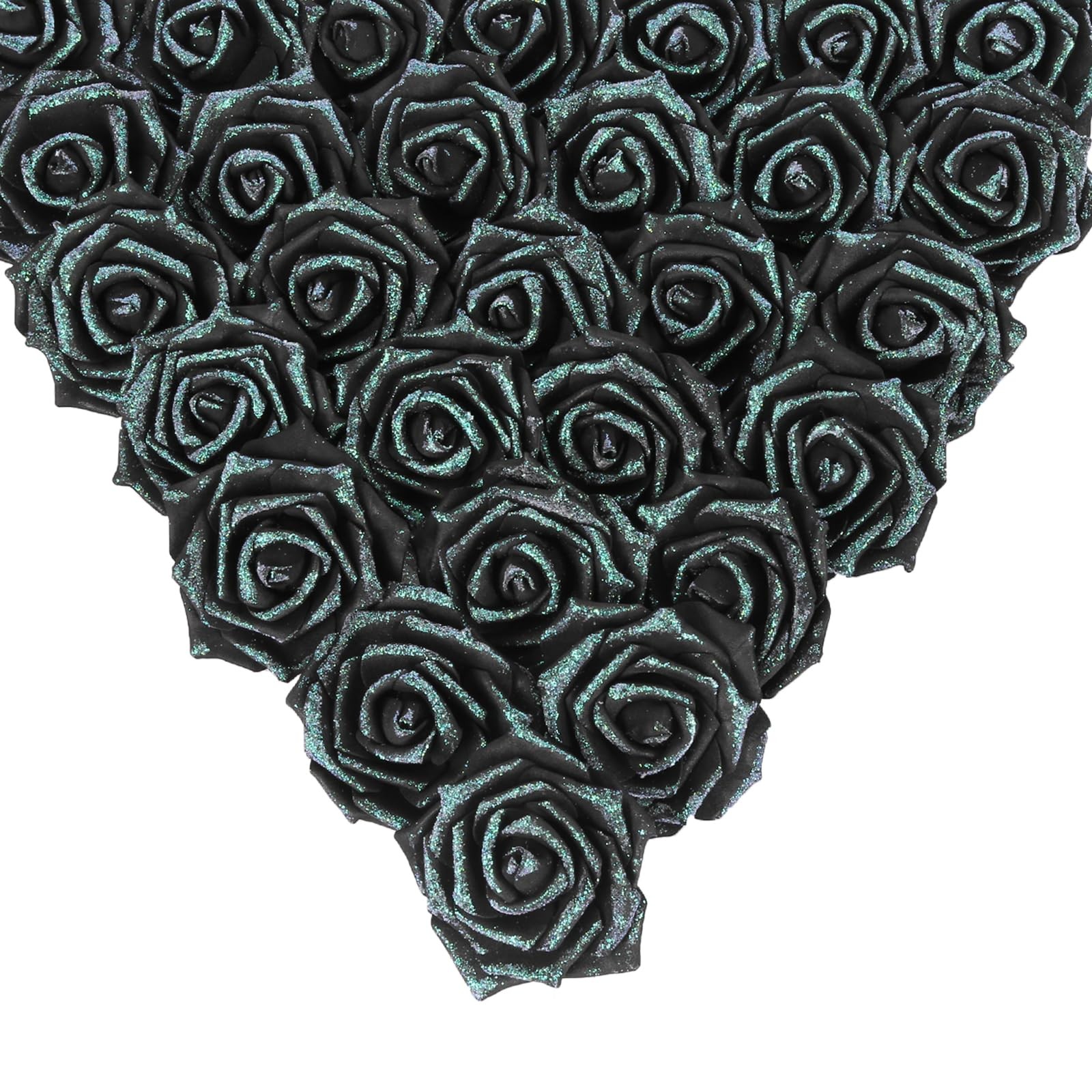 Black Glitter Flowers Glitter Roses 3.15 in Stemless Foam Roses with Glitter,…