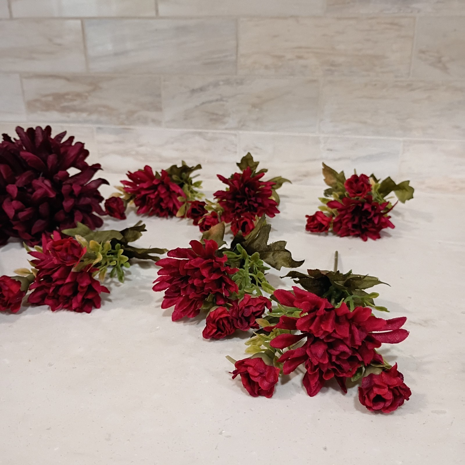 Dark Burgundy Flower Stems 16 Stems, 67 Artificial Flower Buds
