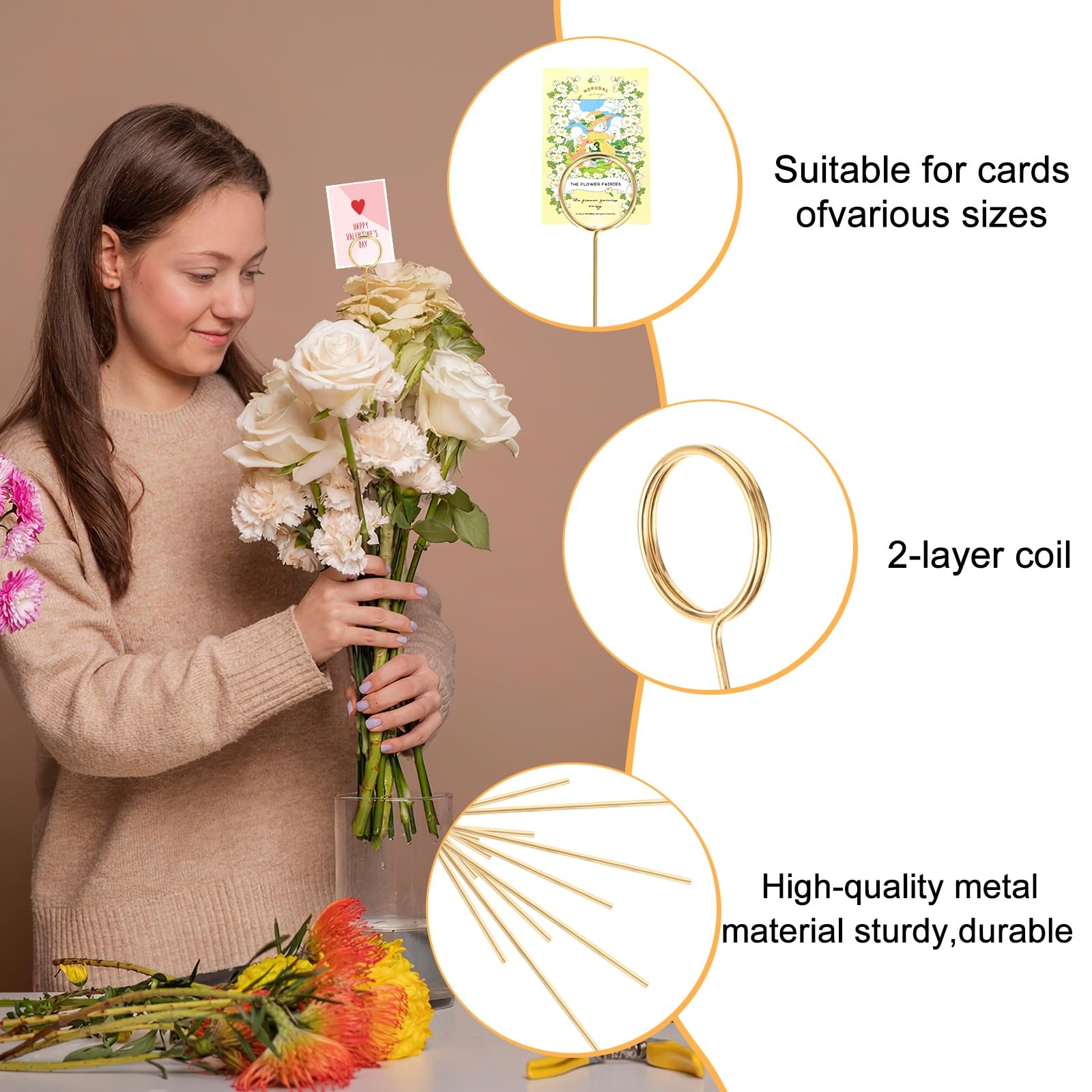 20 Pcs Table Number Holders Gold Place Card Holders for Tables Metal Floral P…