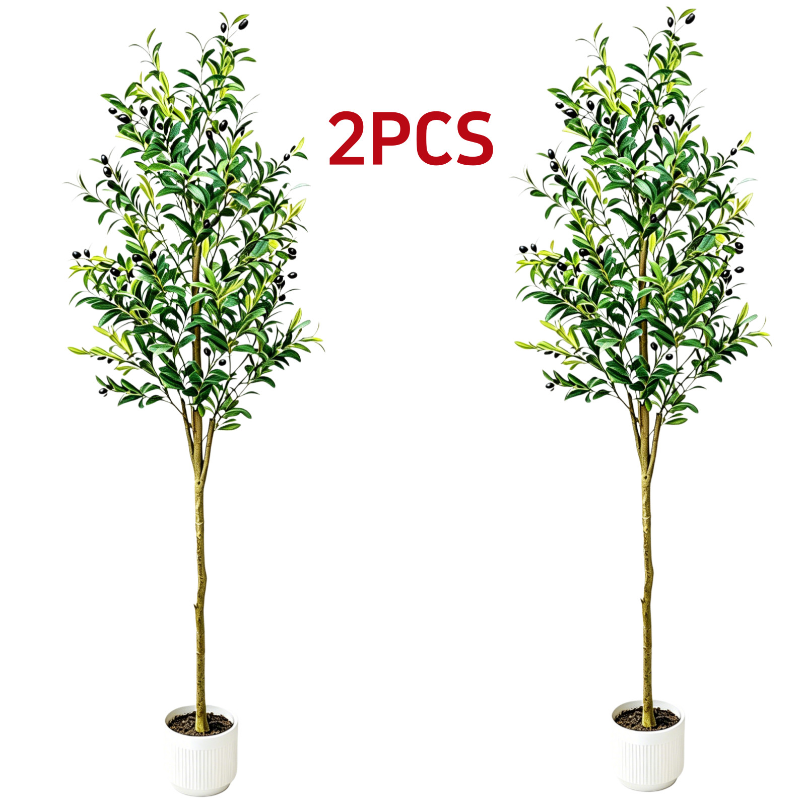 2PC 6Ft Artificial Olive Tree Realistic Adjustable Branches Planter Home Office