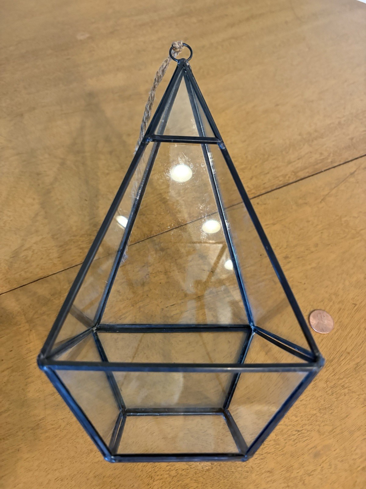 Geometric Terrarium for Succulent & Air Plant – Hanging Pyramid Shaped 10″