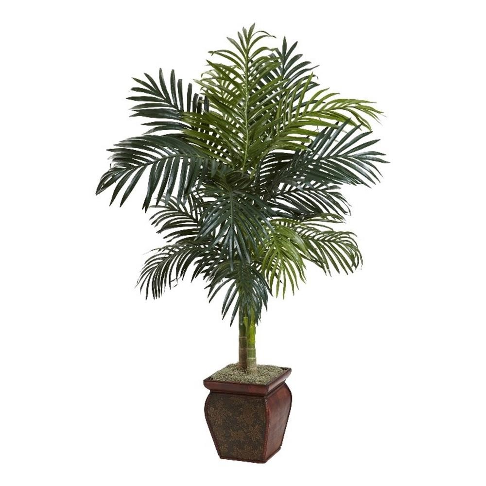 Pemberly Row 54″ Golden Cane Palm with Decorative Container in Green/Brown