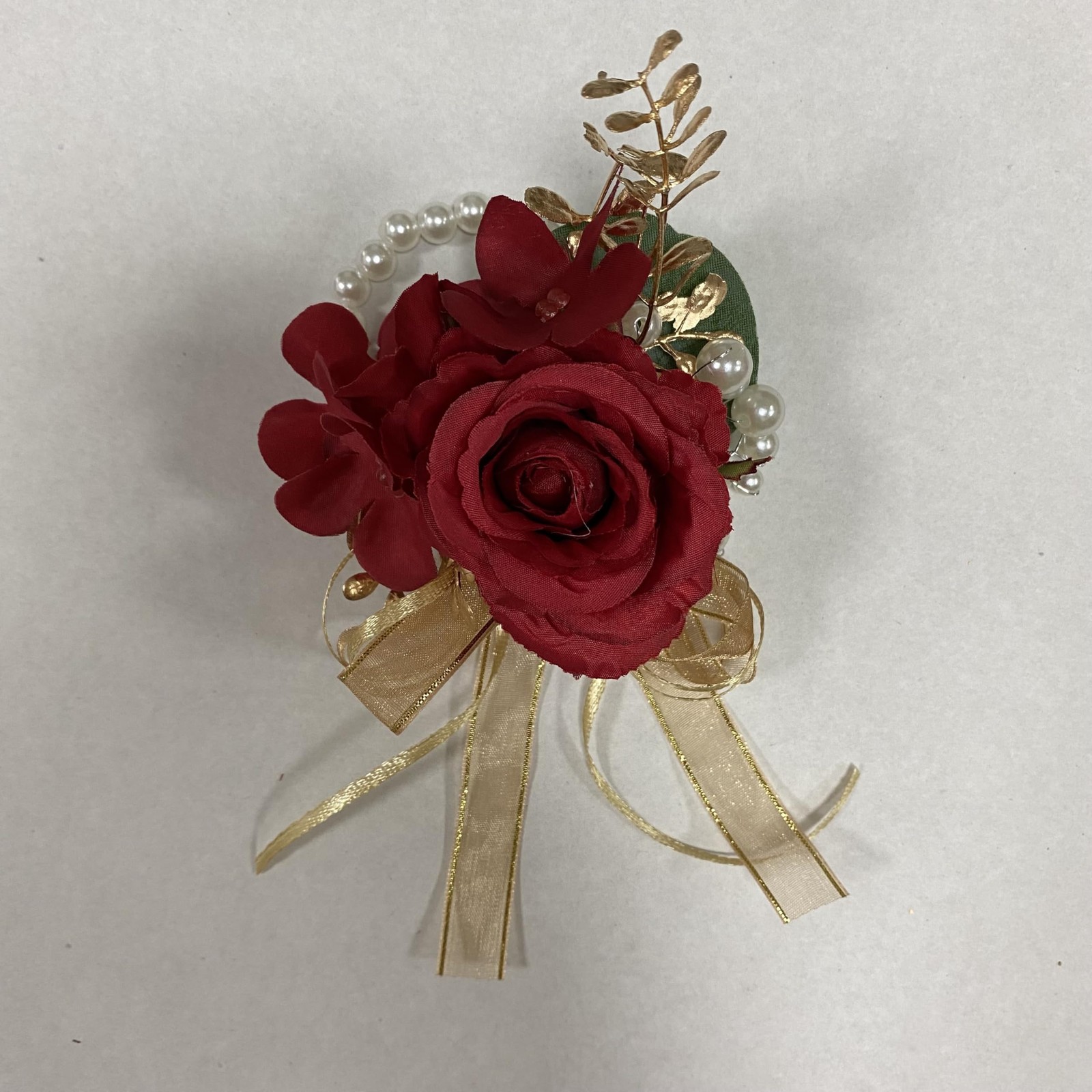 Gold Corsage and Boutonniere Set for Prom, Rose Gold Leaves Prom Flowers Wris…
