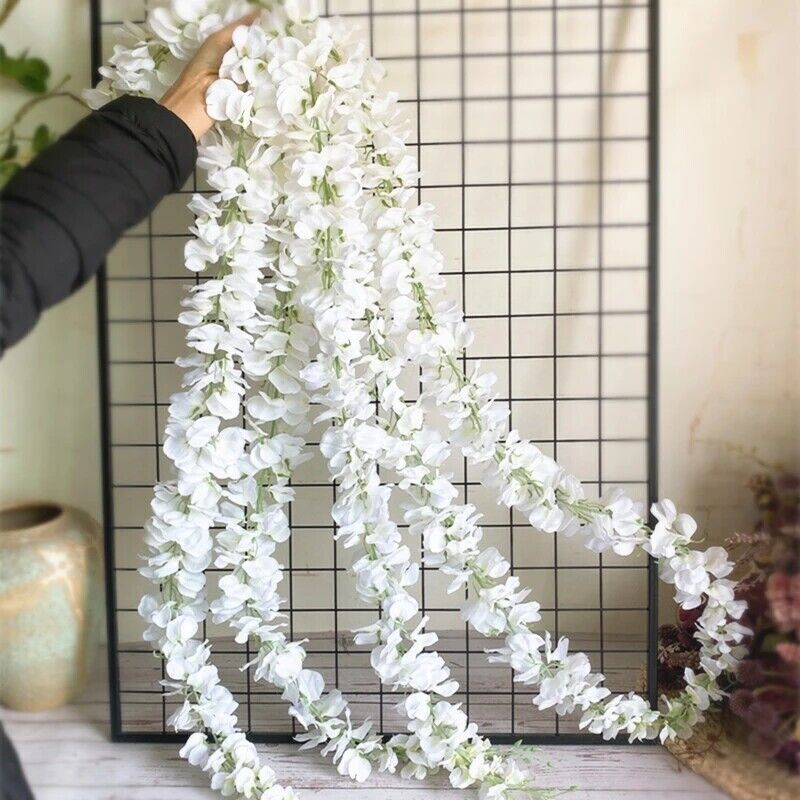 2M Artificial Silk Fake Flower Ivy Garland Vine Wedding Wisteria Leaf Hanging