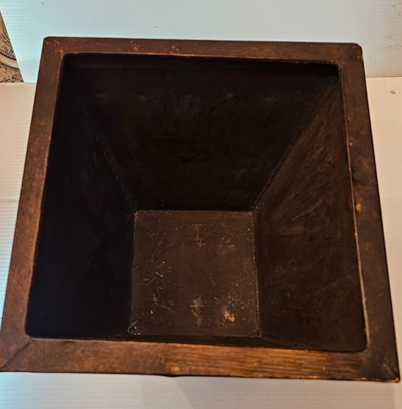 Metal cachepot square pot cover with Rooster Design 12″